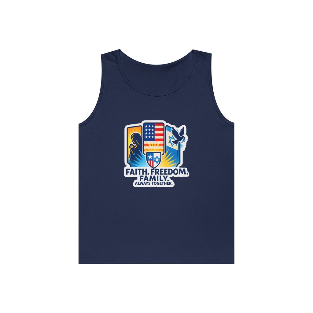 Faith Freedom Family Unisex Heavy Cotton Tank Top - American Zionist