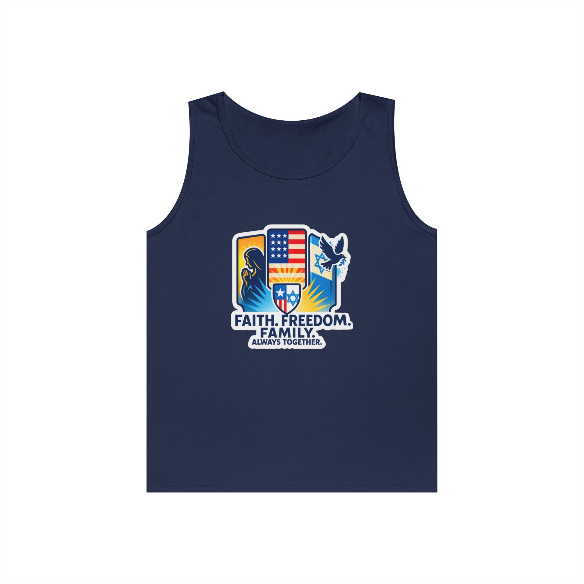 Faith Freedom Family Unisex Heavy Cotton Tank Top - American Zionist