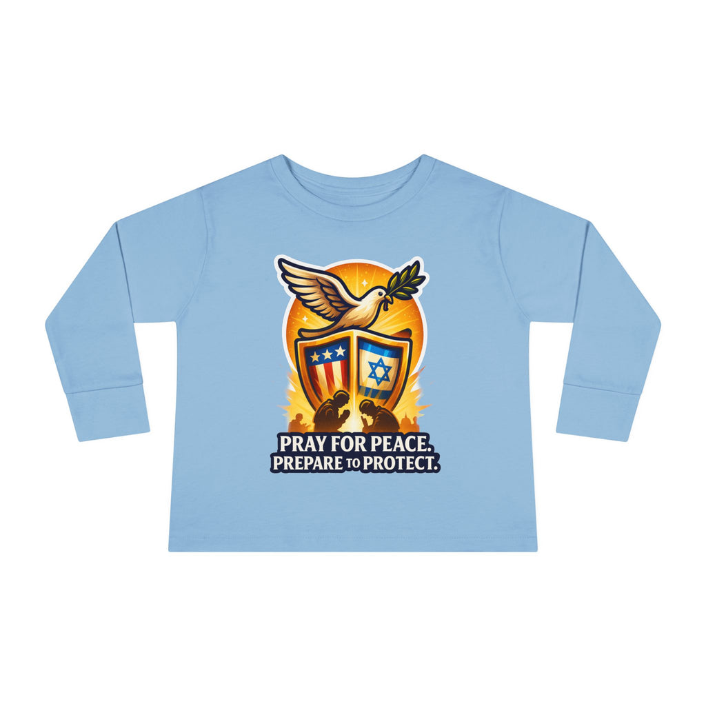 Pray For Peace Toddler Long Sleeve Tee - American Zionist
