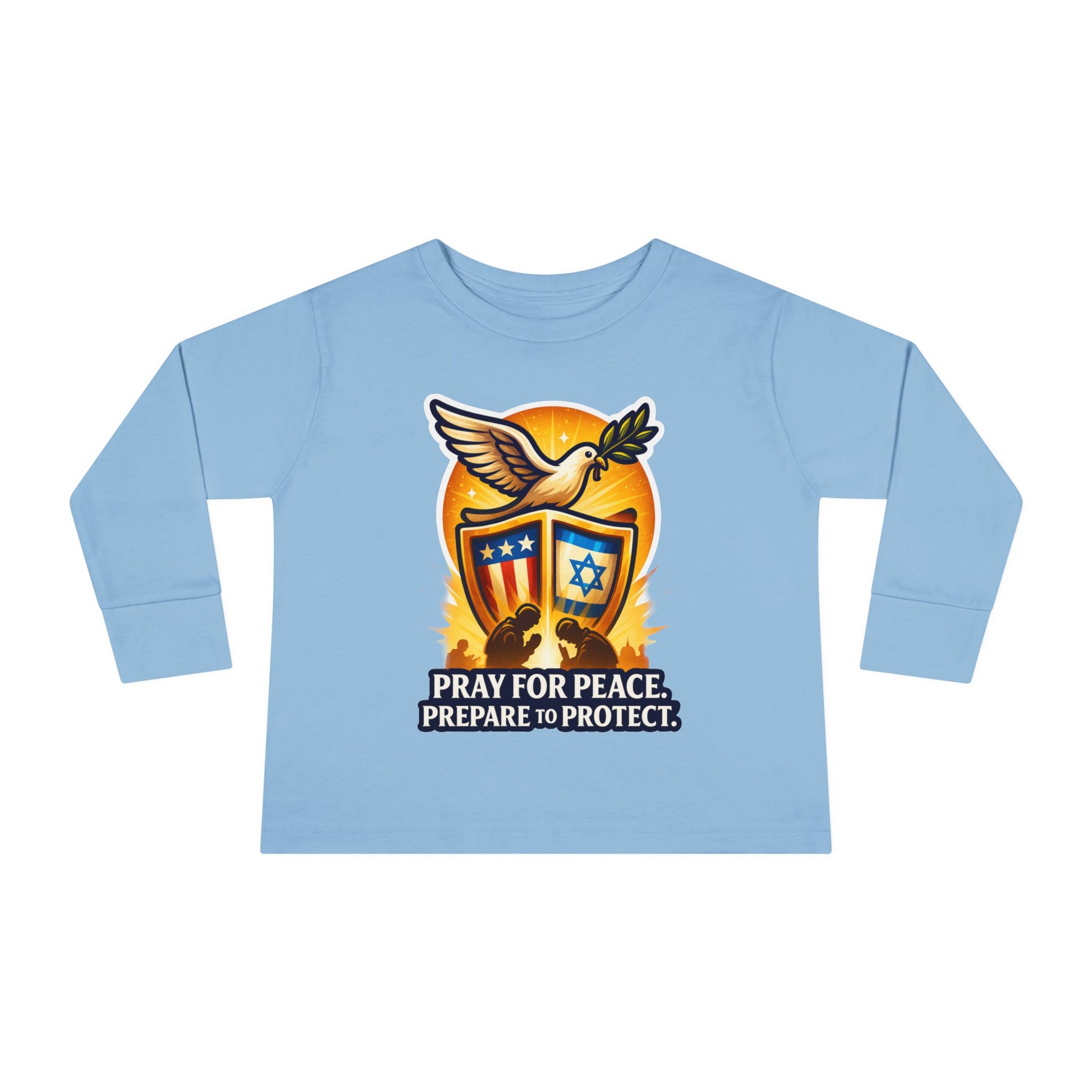 Pray For Peace Toddler Long Sleeve Tee - American Zionist