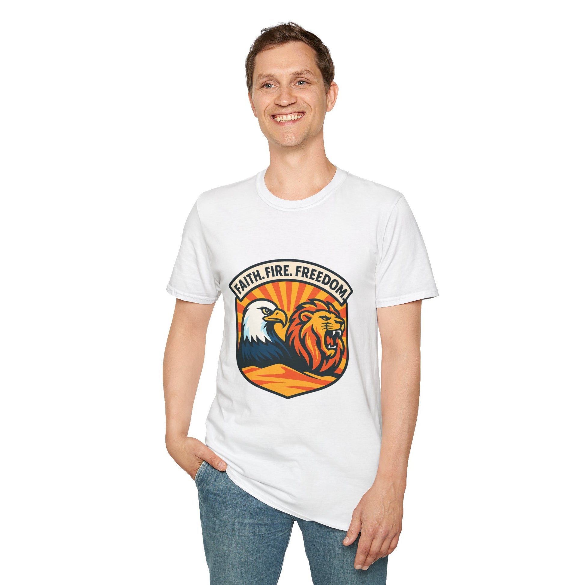 Lions Eagles Rise Unisex Softstyle T-Shirt - American Zionist