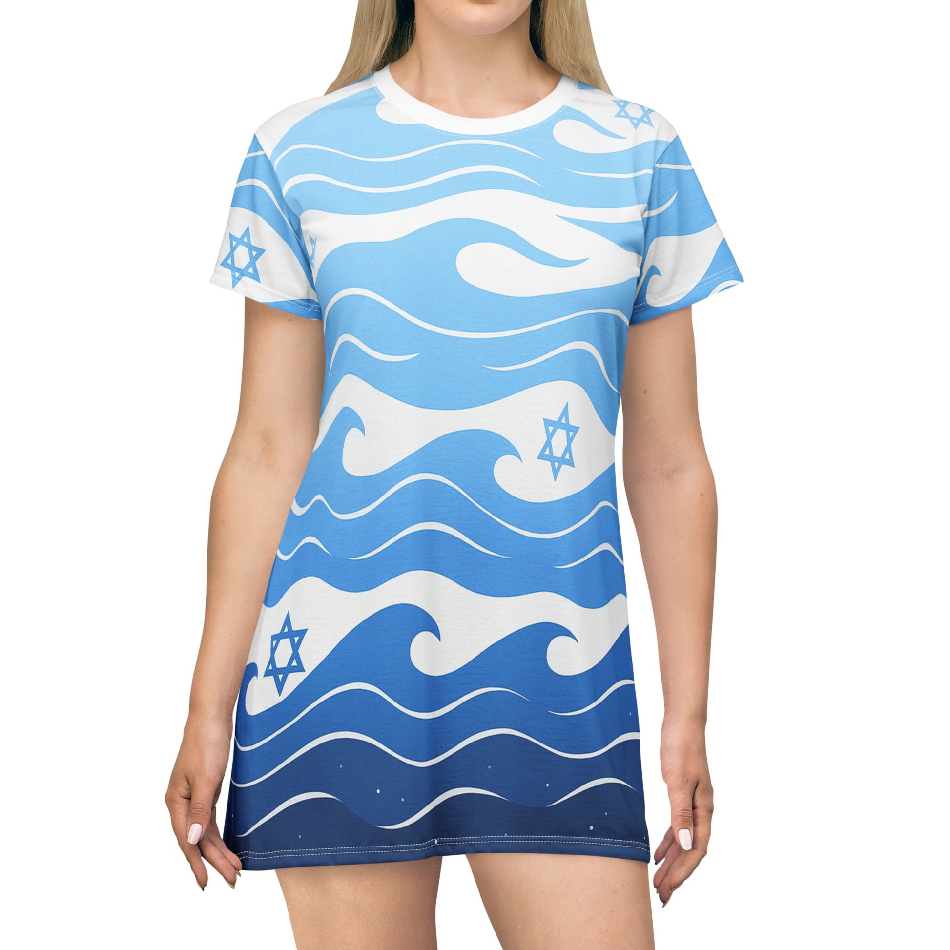 Waves of the Land T-Shirt Dress (AOP) - American Zionist