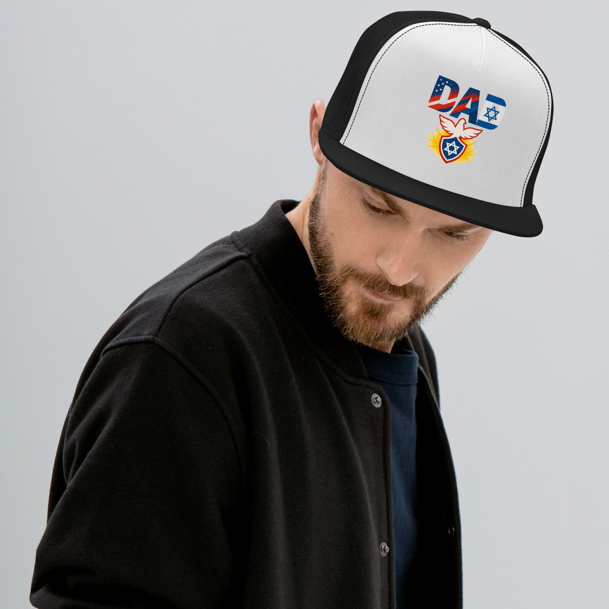 Dad Defender Of Faith 5 Panel Trucker Cap - American Zionist