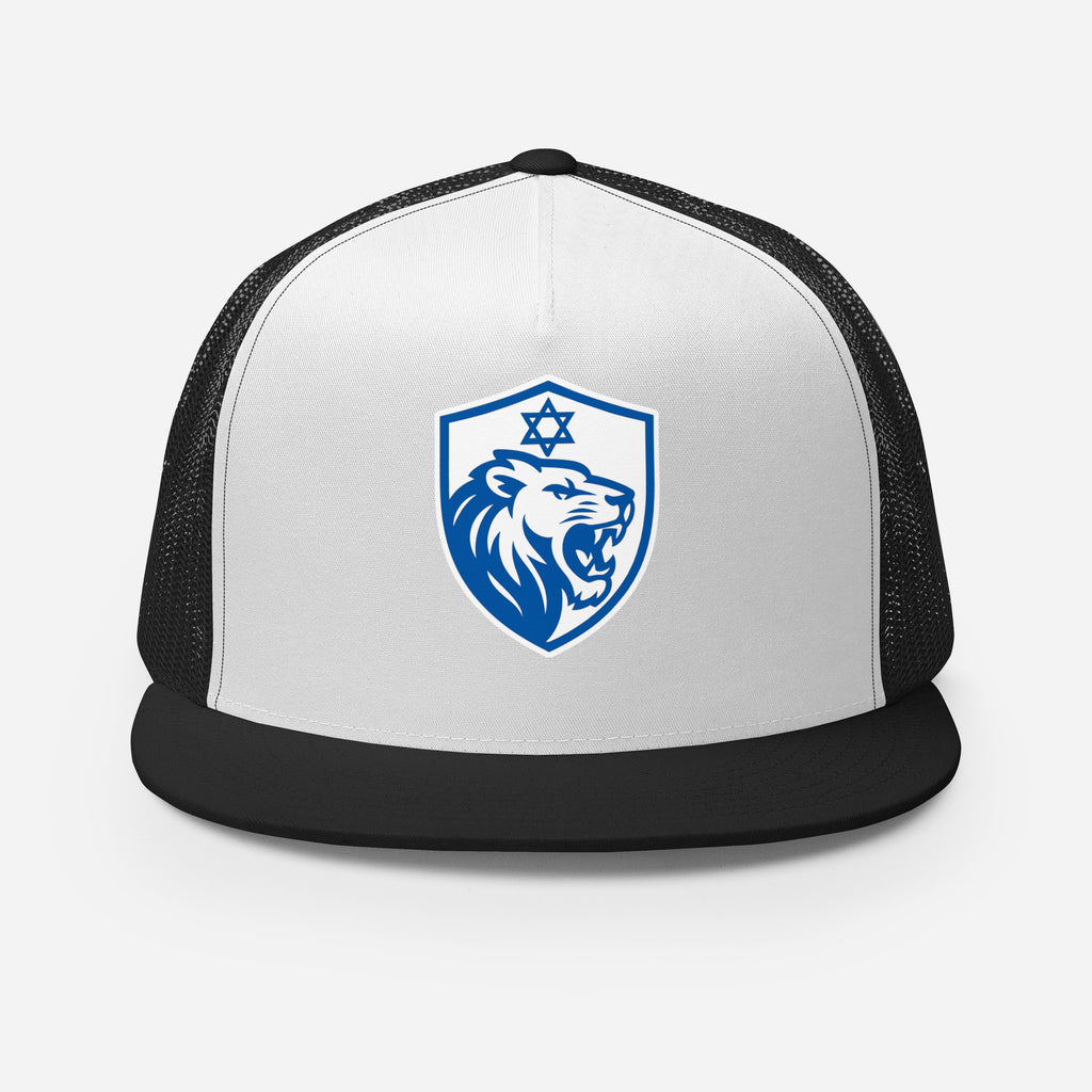 Lion Shield Of Israel 5 Panel Trucker Cap - American Zionist
