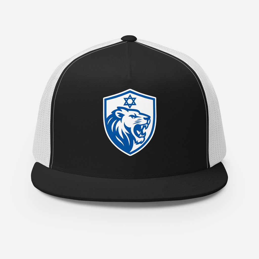 Lion Shield Of Israel 5 Panel Trucker Cap - American Zionist