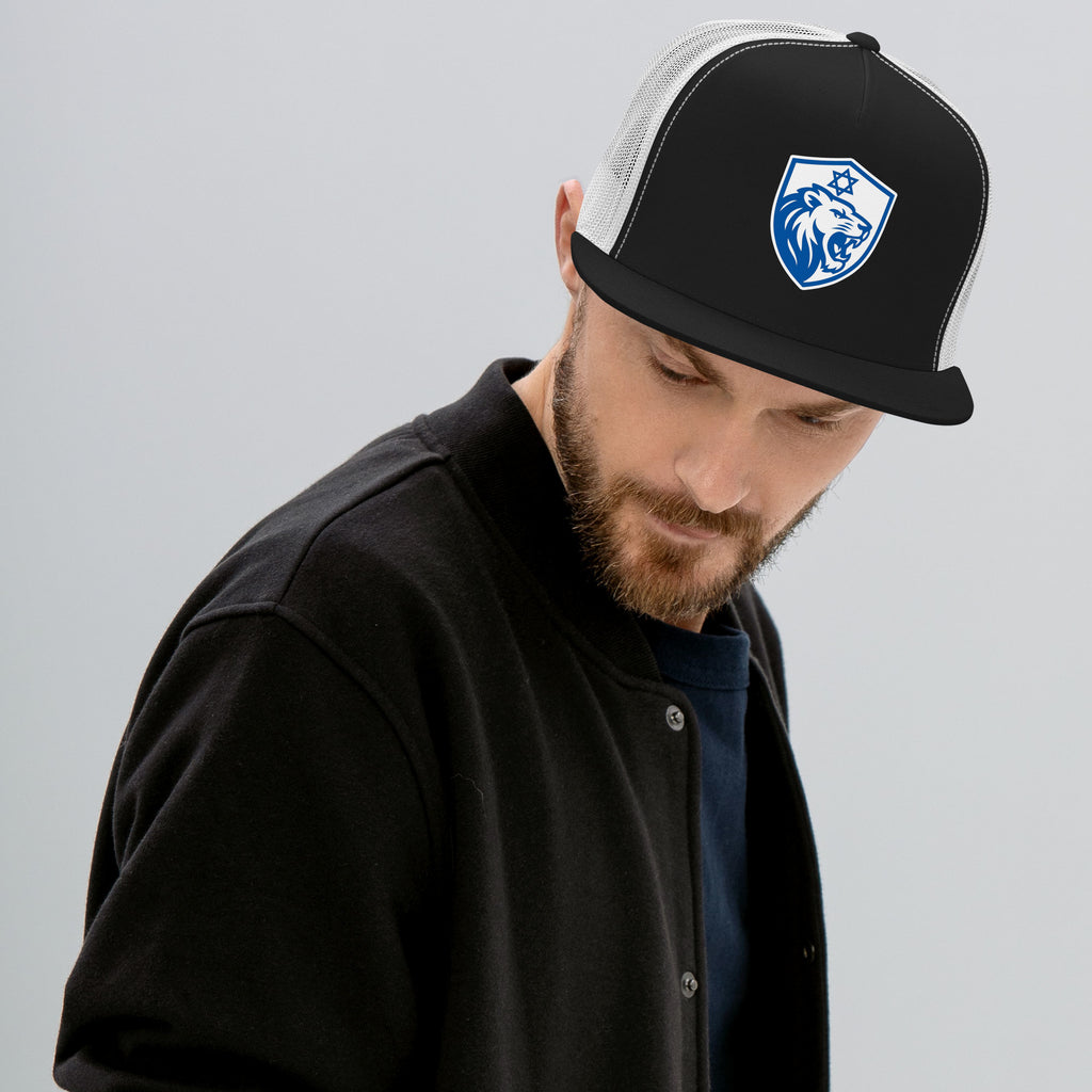 Lion Shield Of Israel 5 Panel Trucker Cap - American Zionist