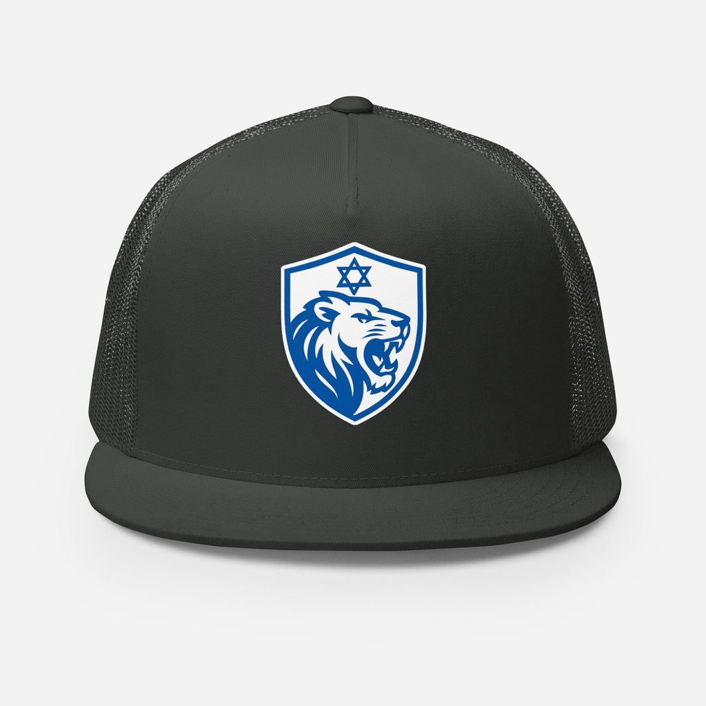 Lion Shield Of Israel 5 Panel Trucker Cap - American Zionist
