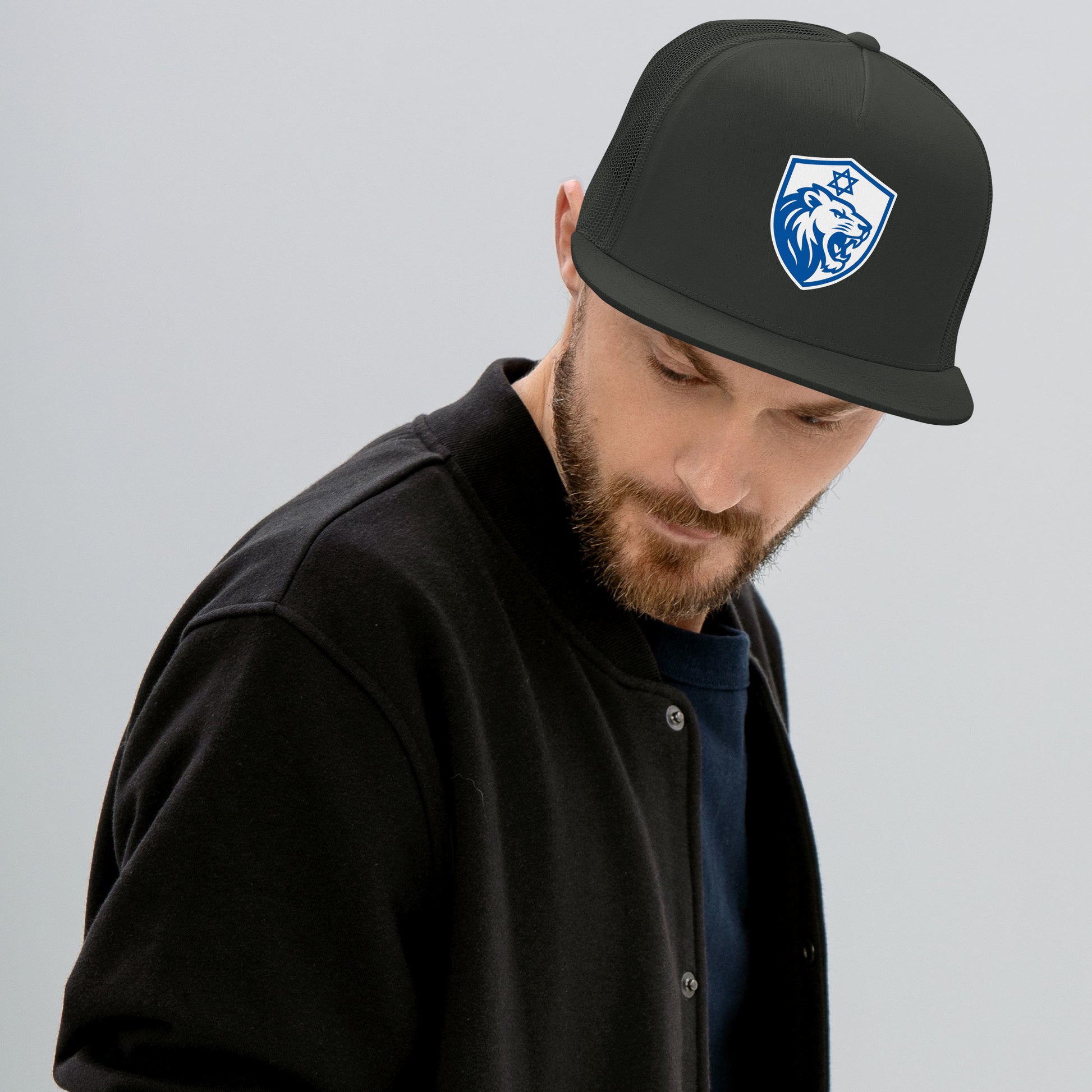 Lion Shield Of Israel 5 Panel Trucker Cap - American Zionist