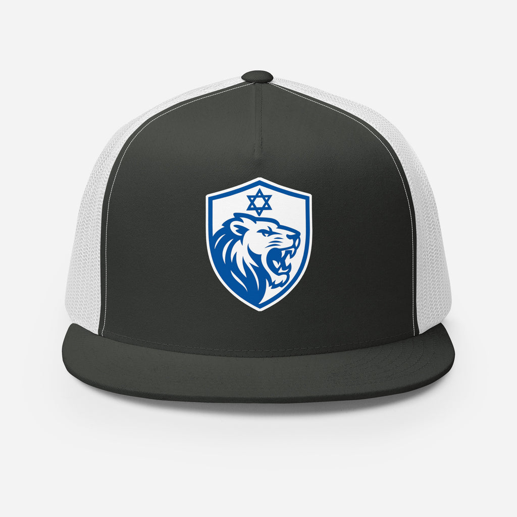 Lion Shield Of Israel 5 Panel Trucker Cap - American Zionist
