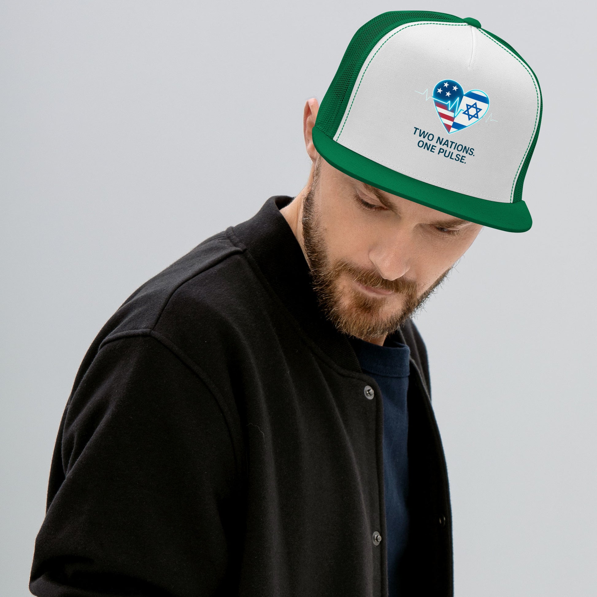 Two Nations One Pulse 5 Panel Trucker Cap - American Zionist
