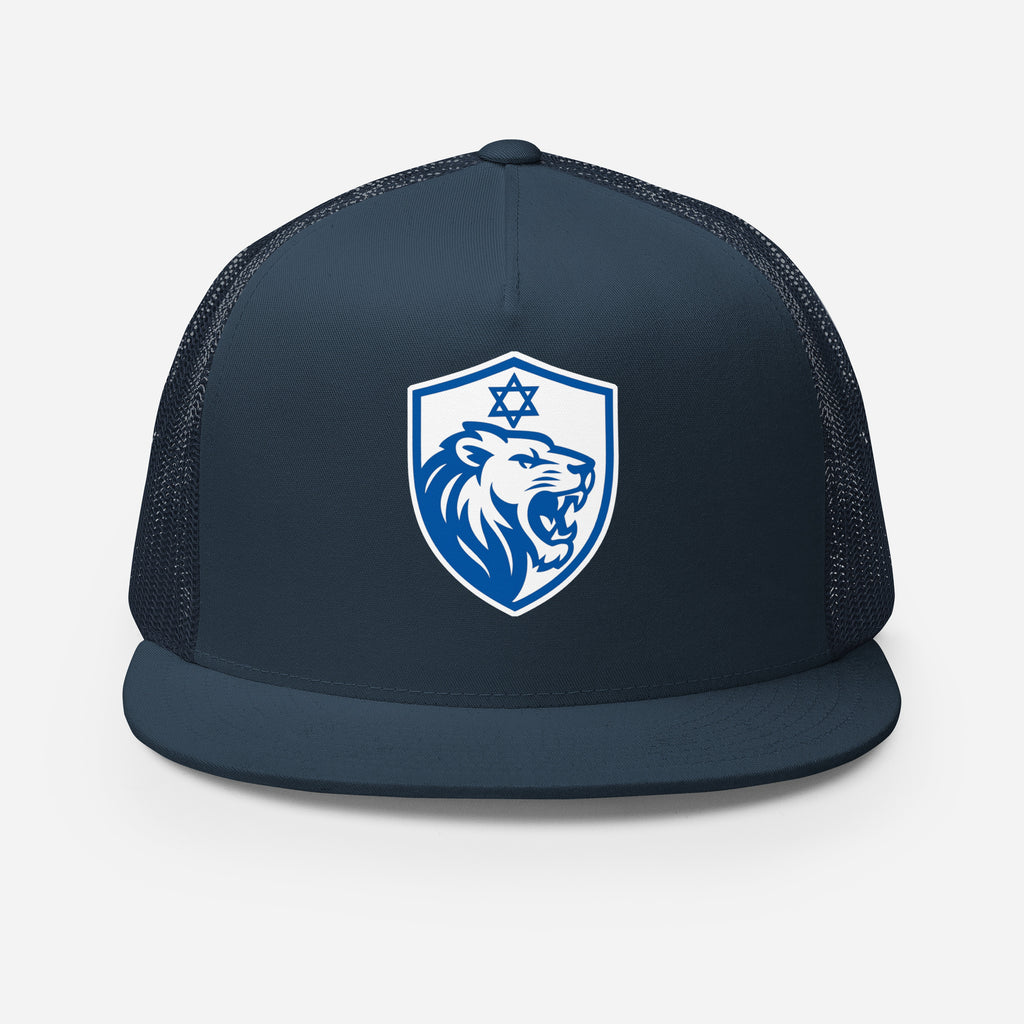 Lion Shield Of Israel 5 Panel Trucker Cap - American Zionist