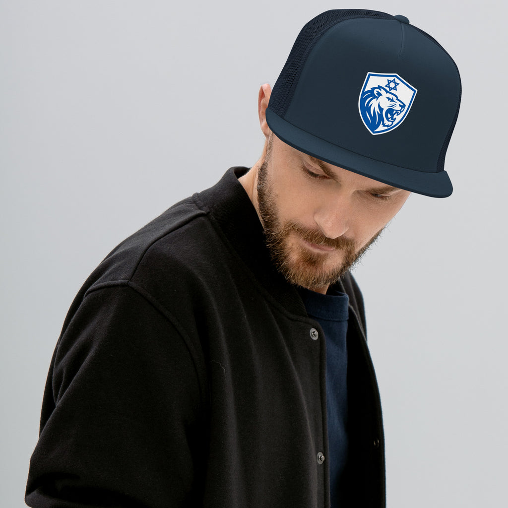 Lion Shield Of Israel 5 Panel Trucker Cap - American Zionist