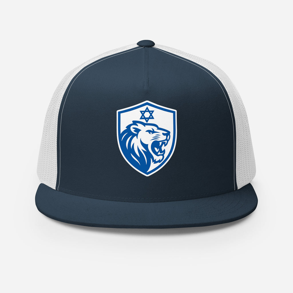 Lion Shield Of Israel 5 Panel Trucker Cap - American Zionist
