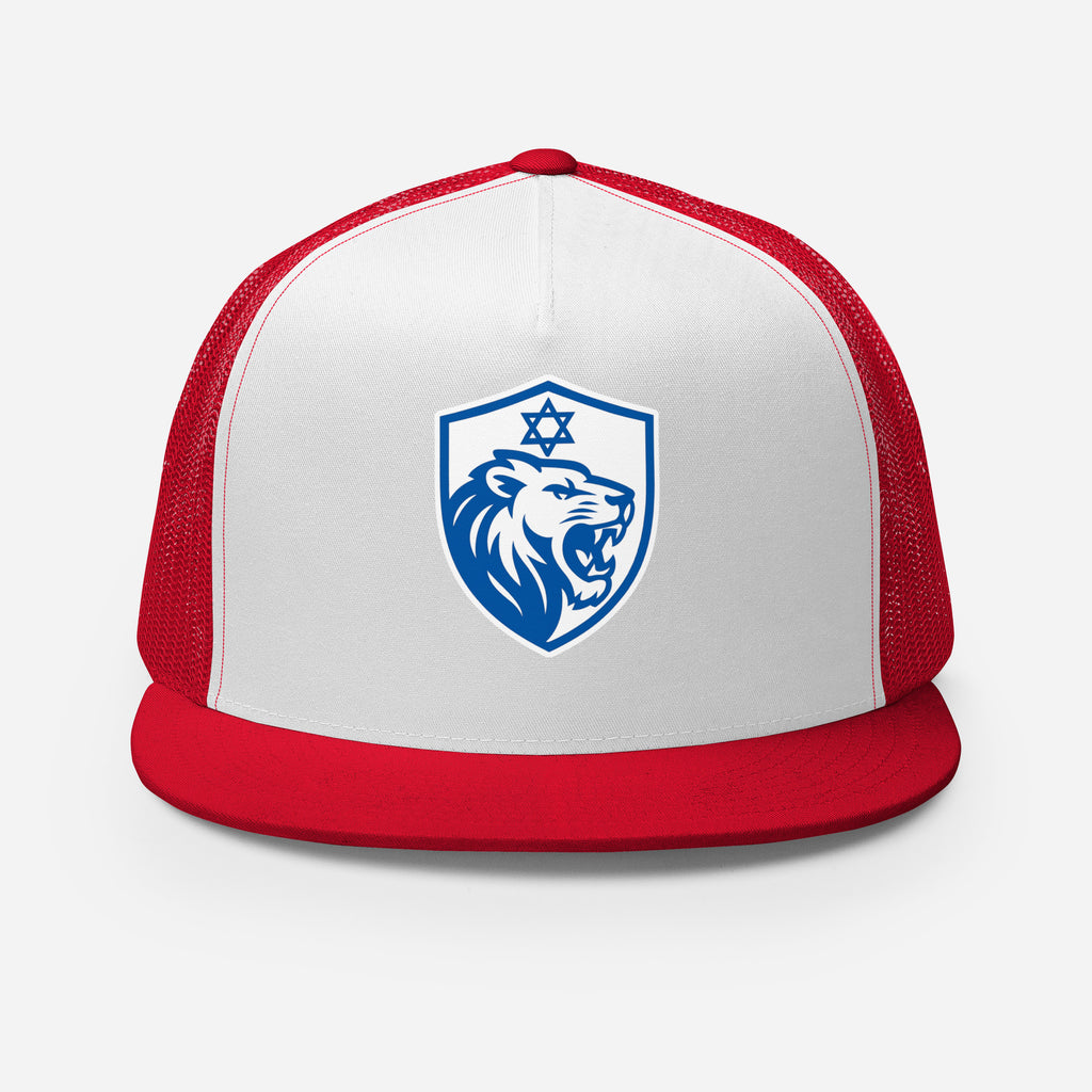 Lion Shield Of Israel 5 Panel Trucker Cap - American Zionist