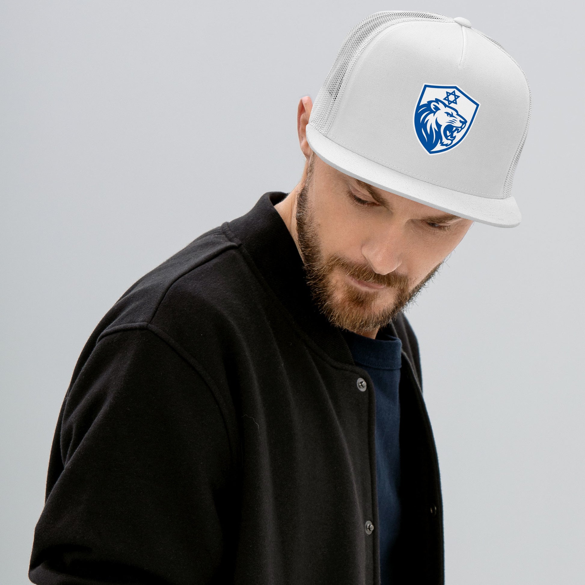 Lion Shield Of Israel 5 Panel Trucker Cap - American Zionist