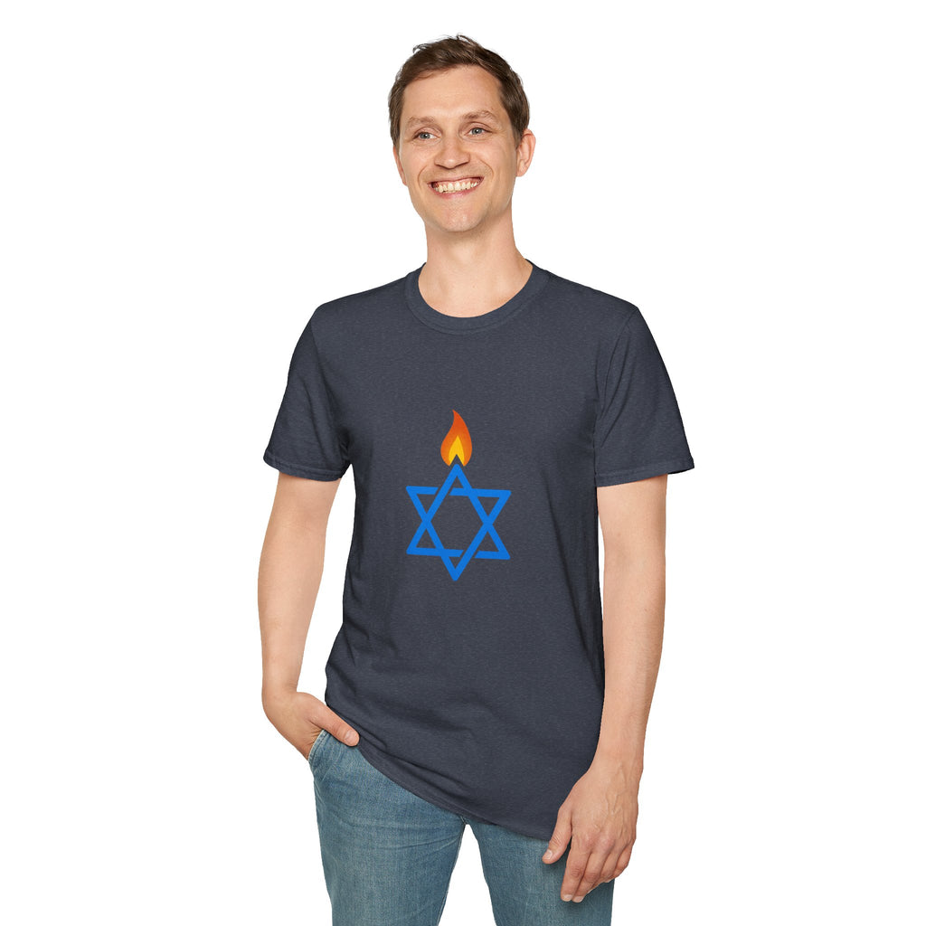 Fire Stars Of David Unisex Softstyle T-Shirt - American Zionist