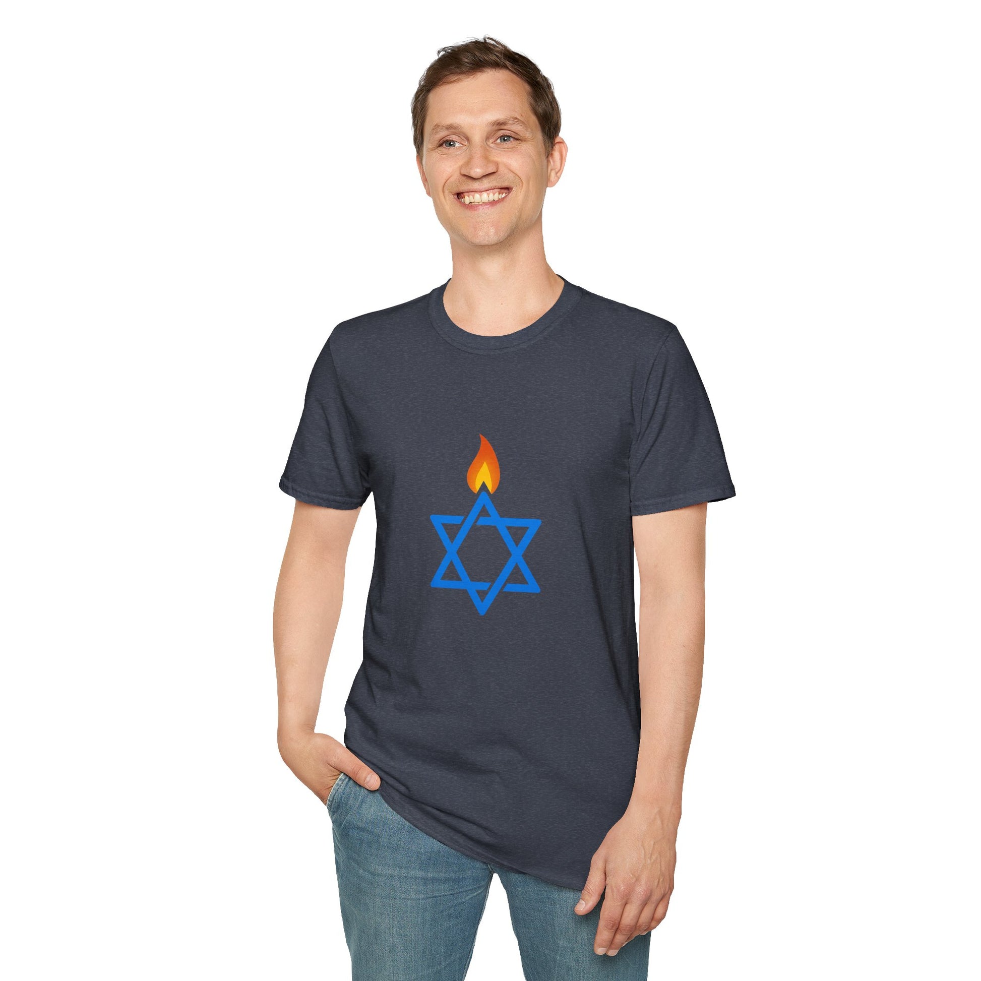 Fire Stars Of David Unisex Softstyle T-Shirt - American Zionist