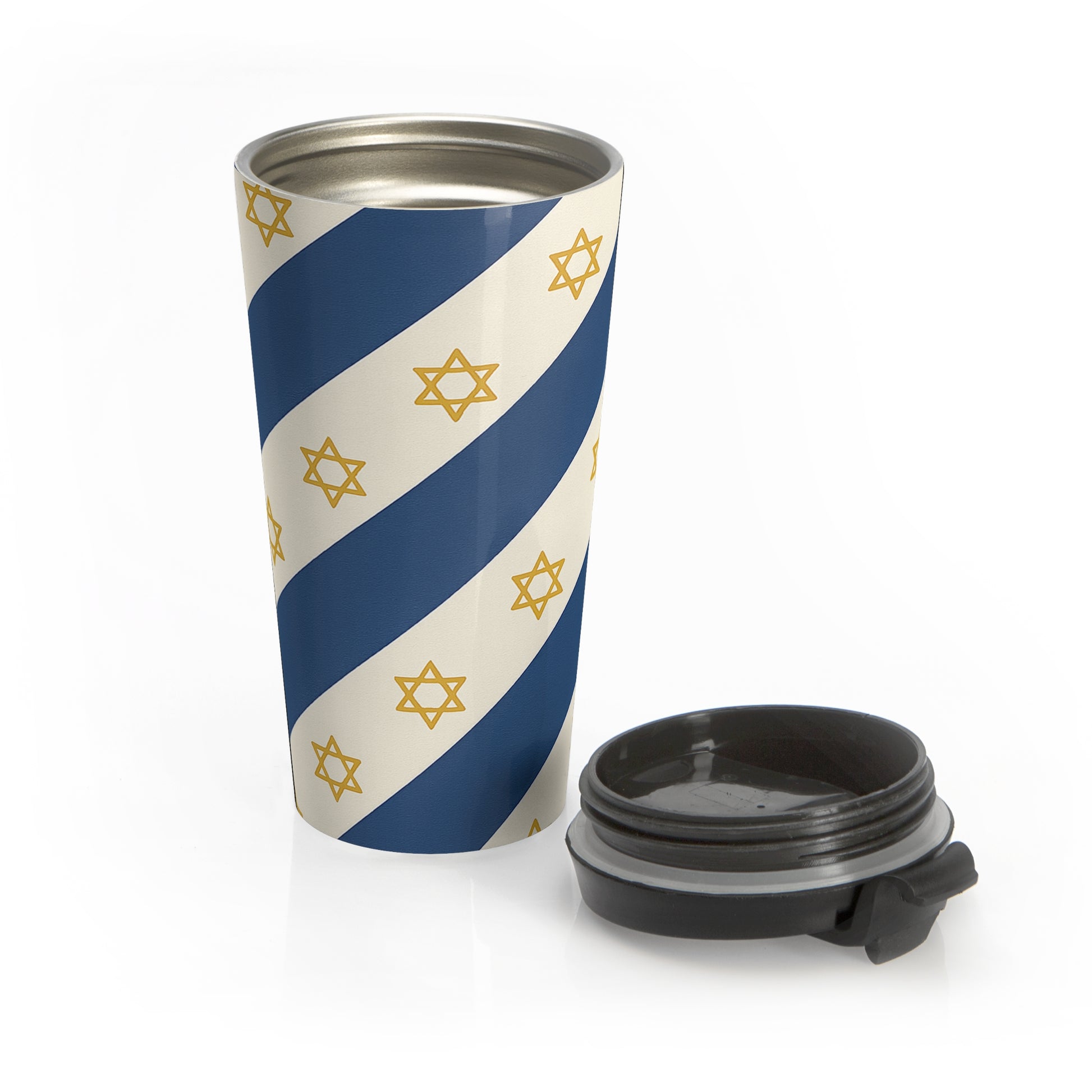 Israel Regalia Stripe Stainless Steel Travel Mug - American Zionist