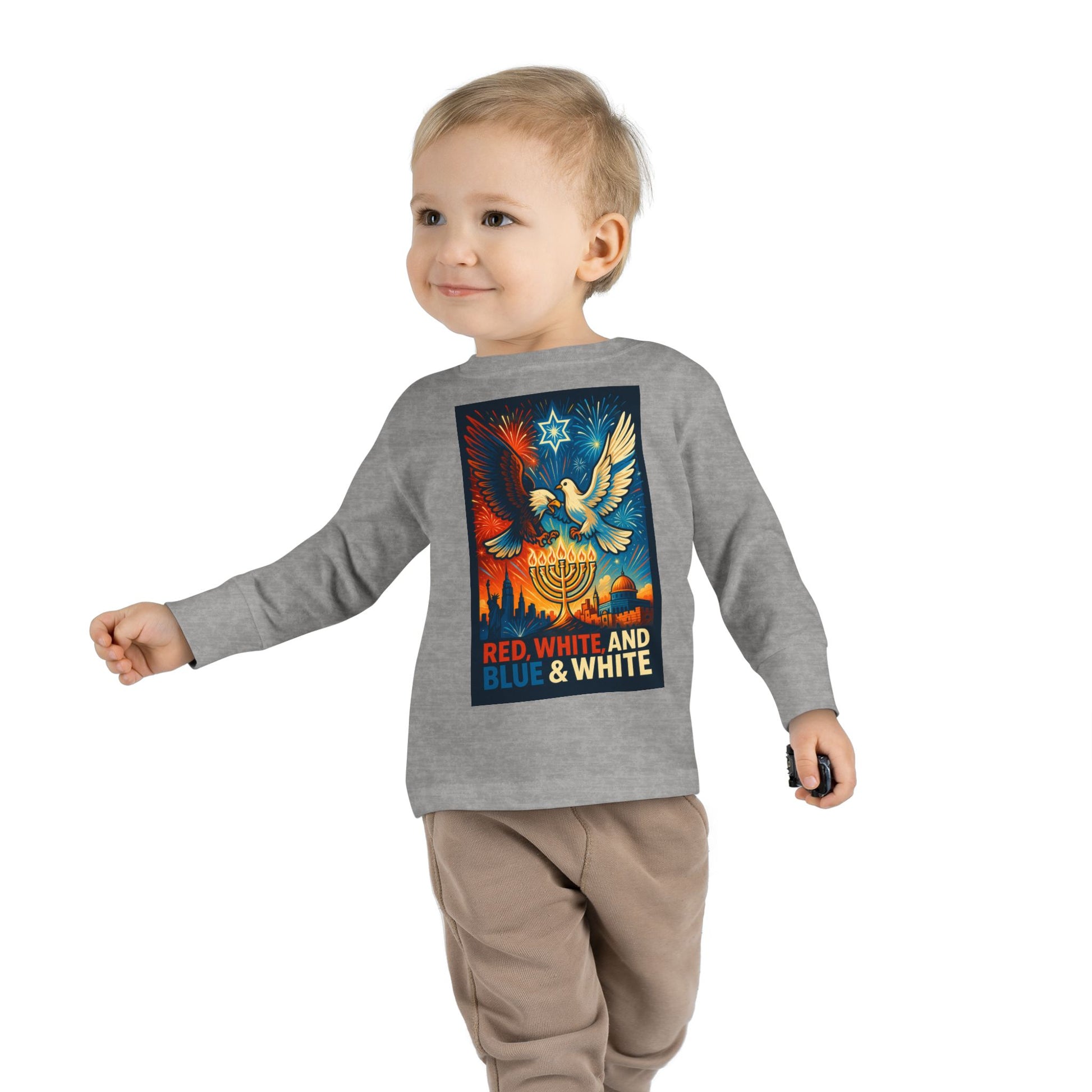 Red White and Blue Toddler Long Sleeve Tee - American Zionist
