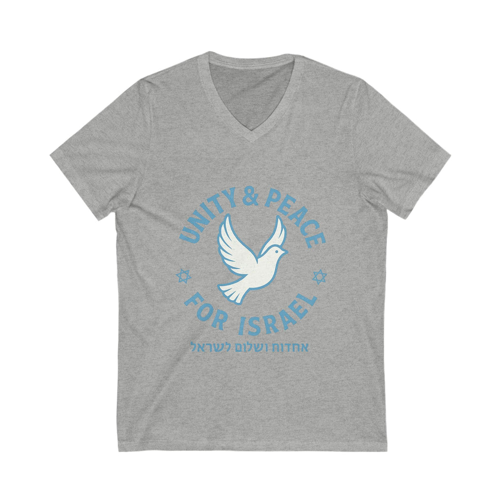 Unity Peace For Israel Unisex Jersey Short Sleeve V - Neck Tee - American Zionist