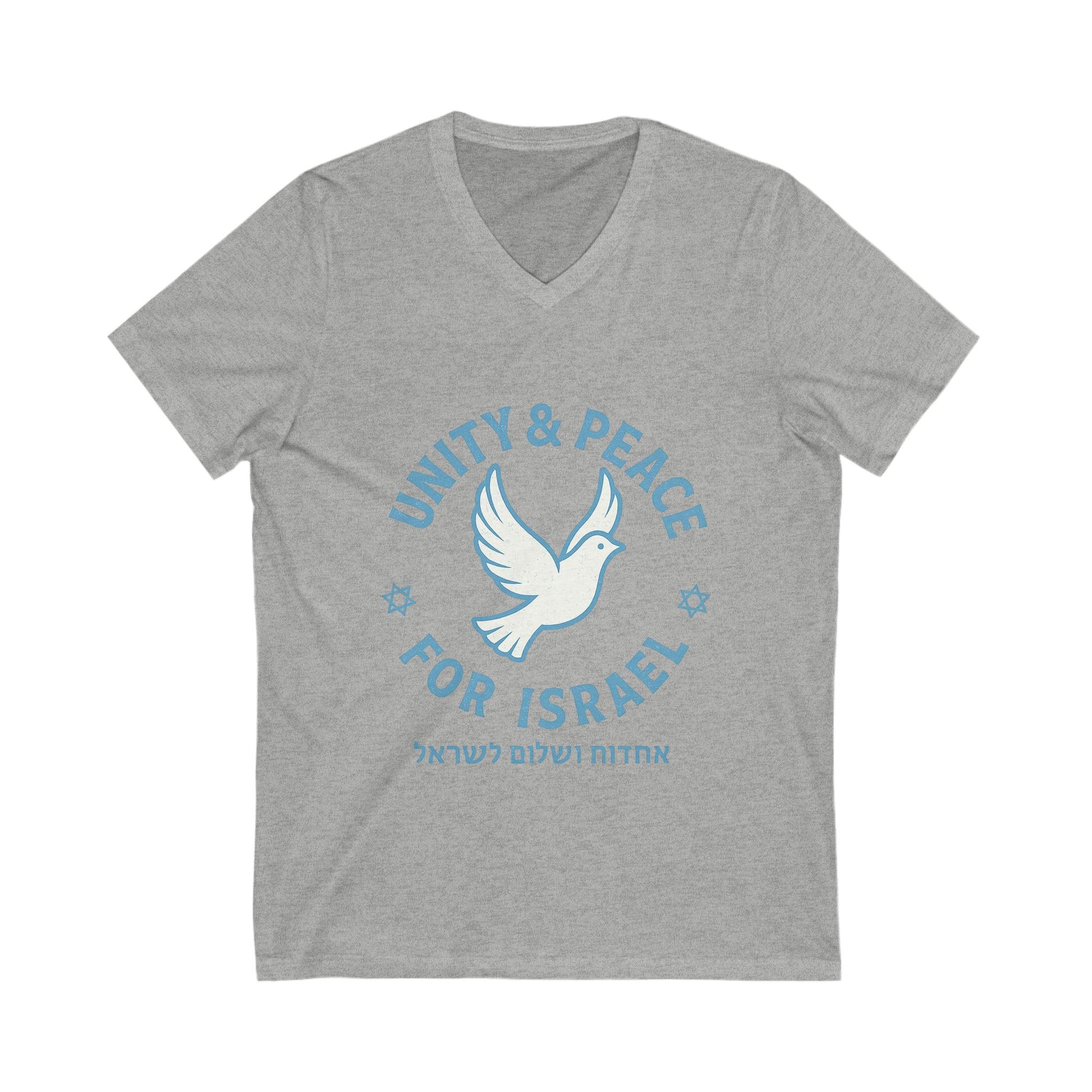 Unity Peace For Israel Unisex Jersey Short Sleeve V - Neck Tee - American Zionist