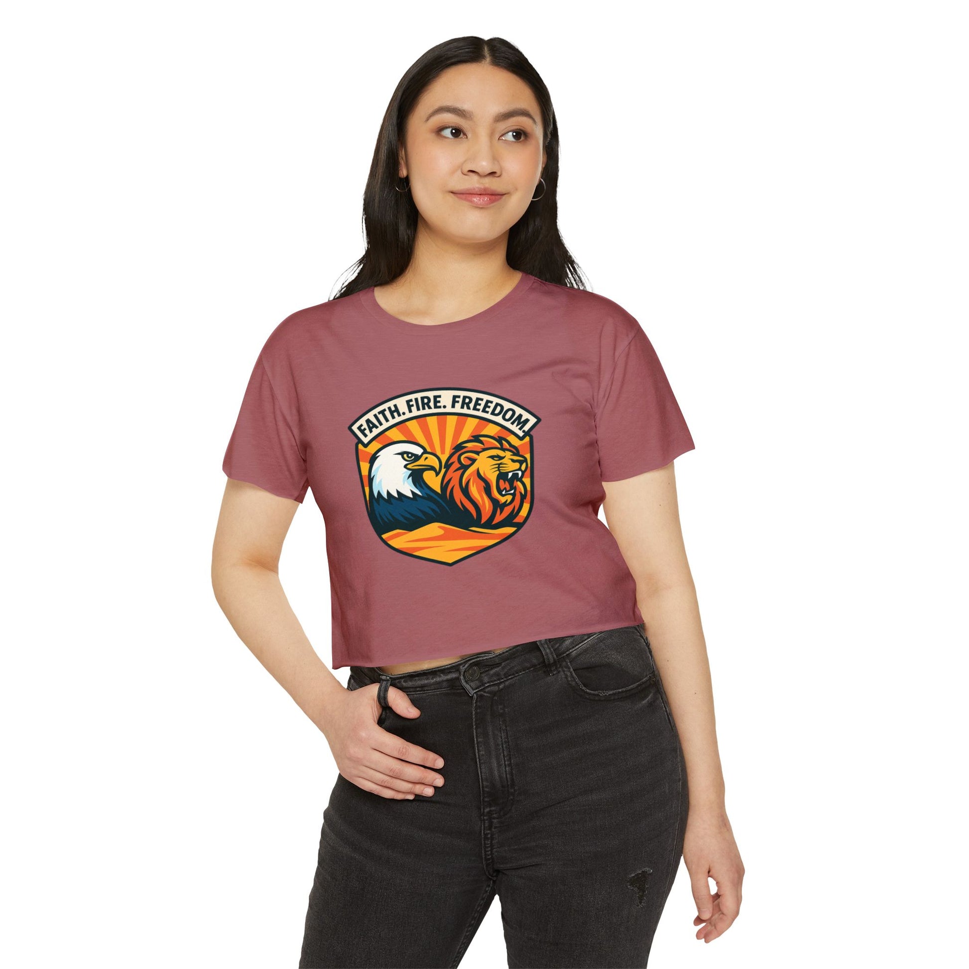 Lions Eagles Rise Women's Festival Crop Top - American Zionist