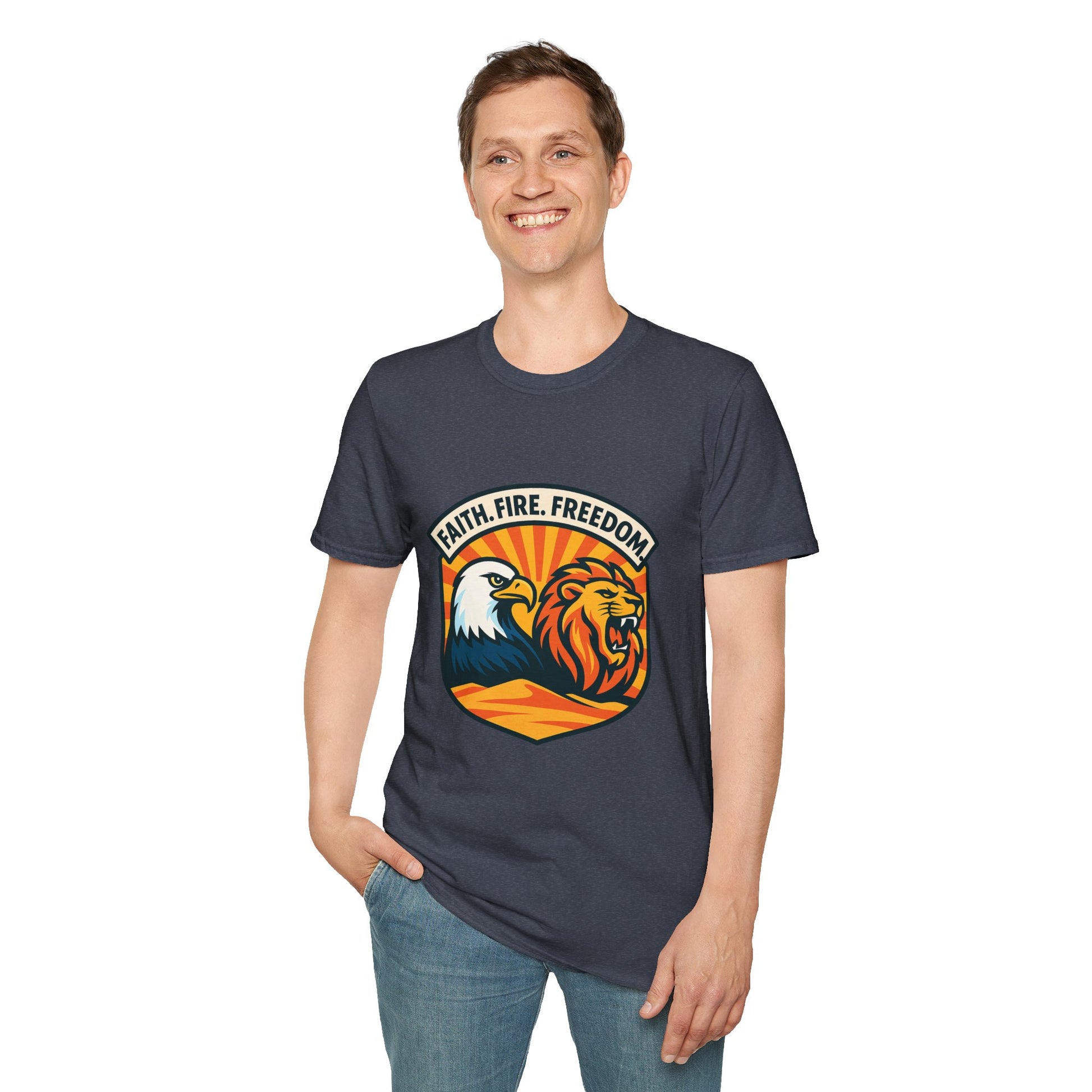 Lions Eagles Rise Unisex Softstyle T-Shirt - American Zionist