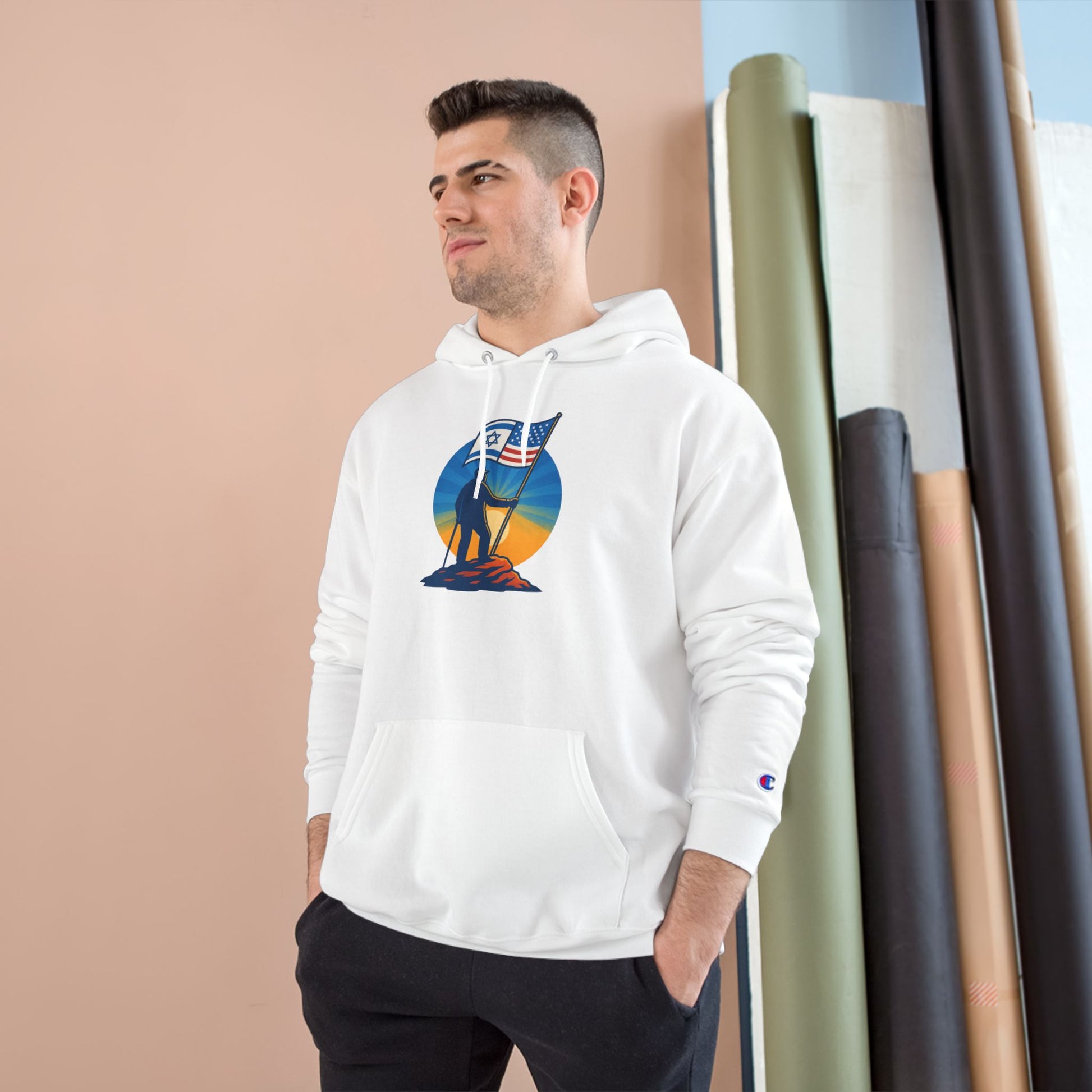 Grandpa Stands Tall Champion Hoodie - American Zionist