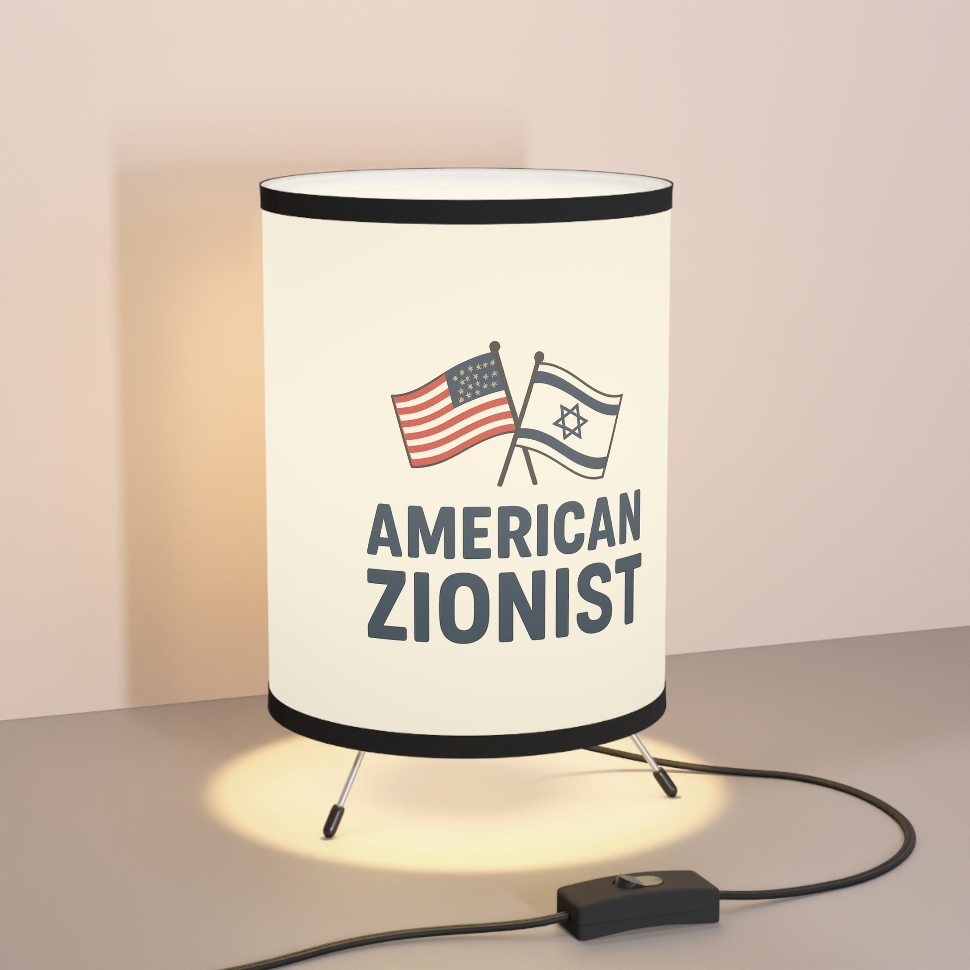 American Zionist: Two Flags Tripod Lamp with High - Res Printed Shade, US\CA plug - American Zionist