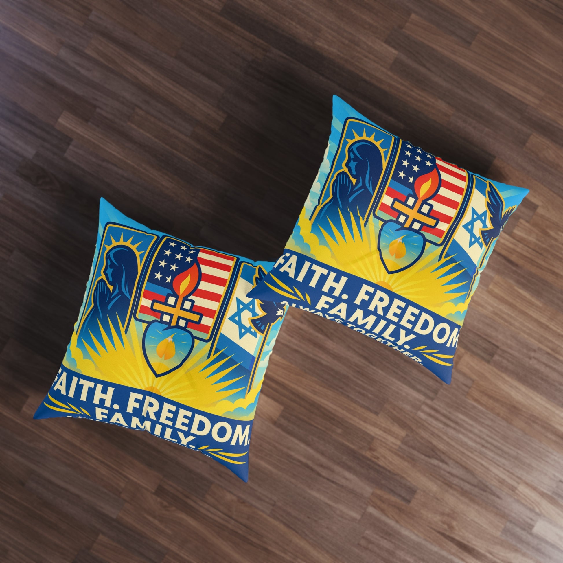 Guided By Faith's Flame Tufted Floor Pillow, Square - American Zionist