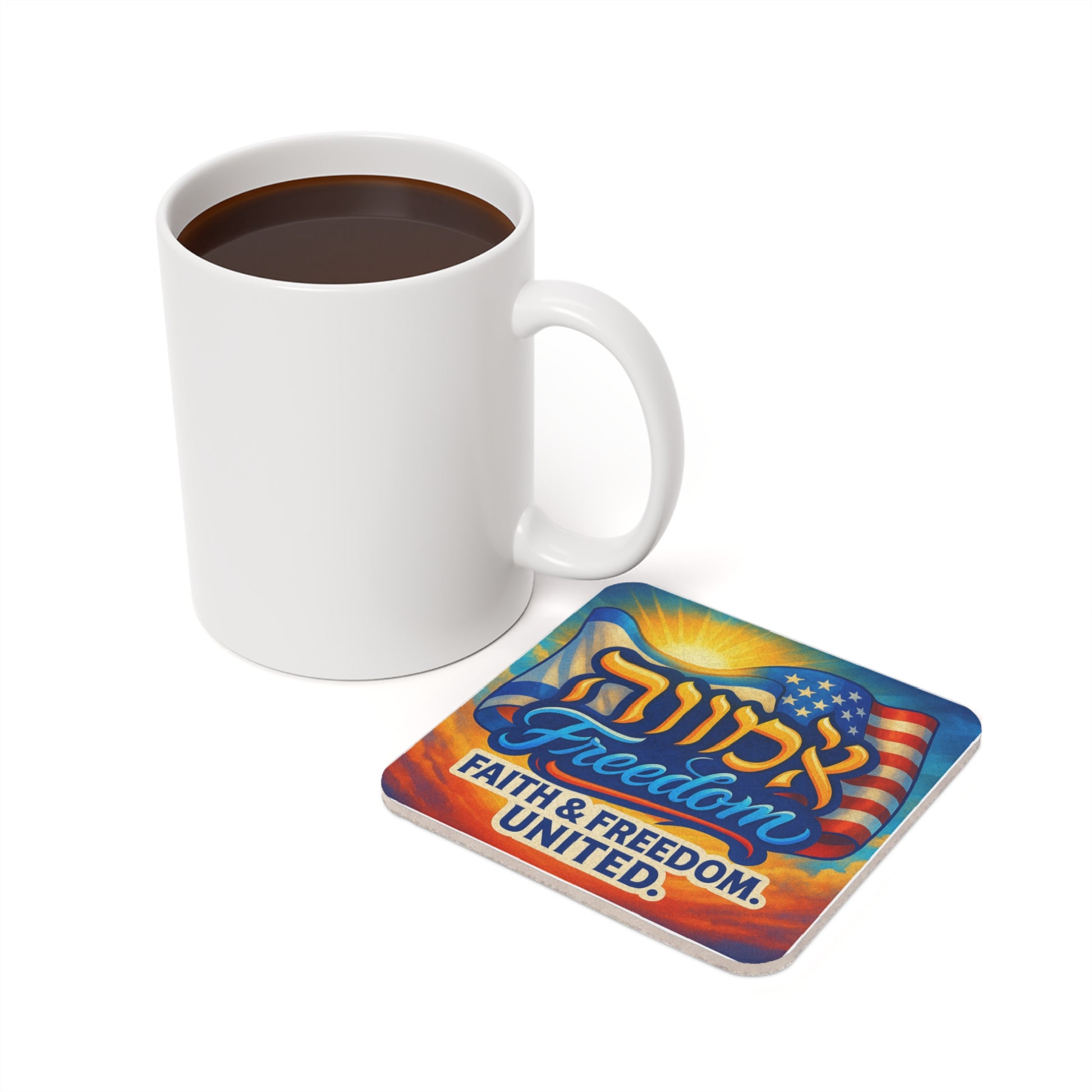 Faith Freedom United Cork Back Coaster - American Zionist