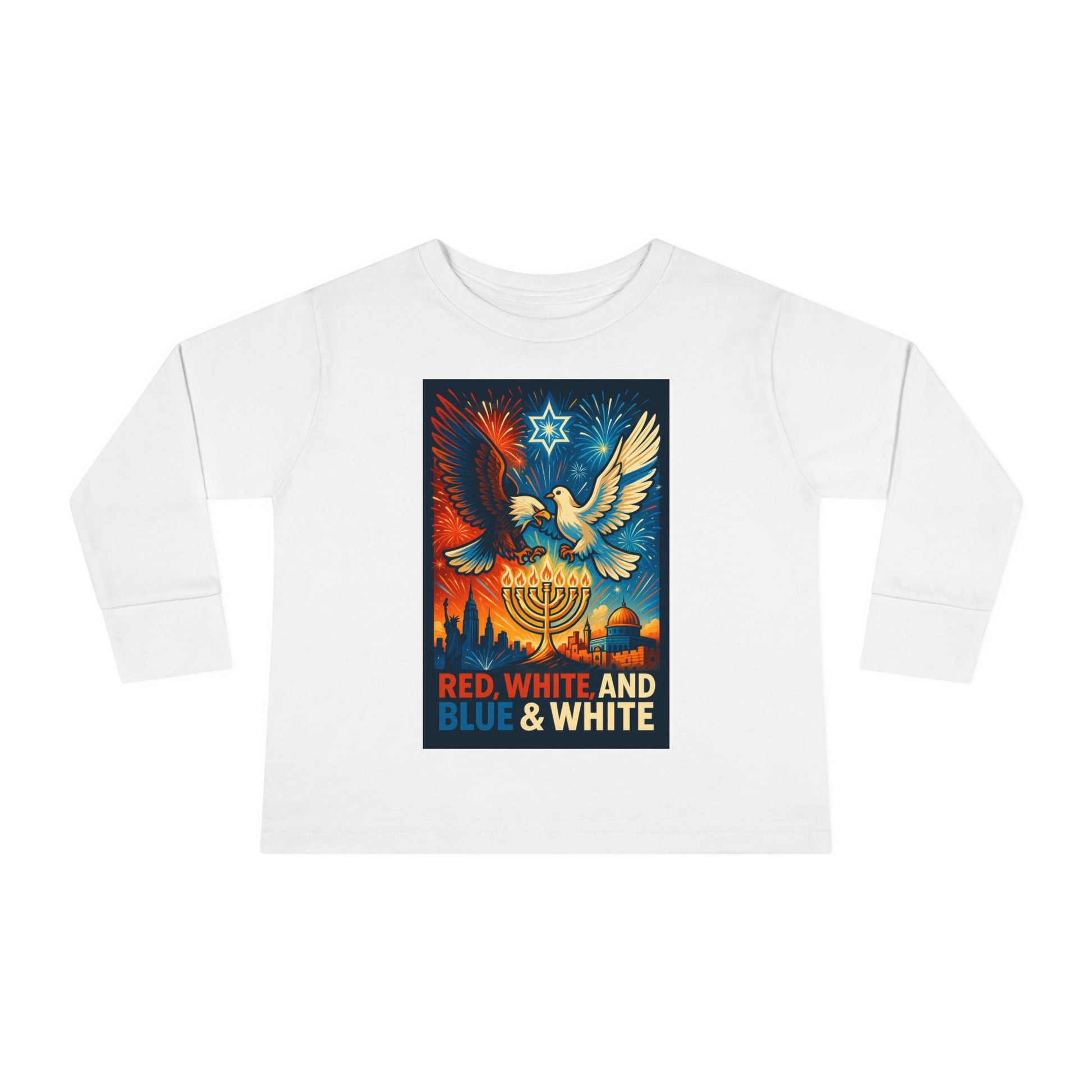 Red White and Blue Toddler Long Sleeve Tee - American Zionist