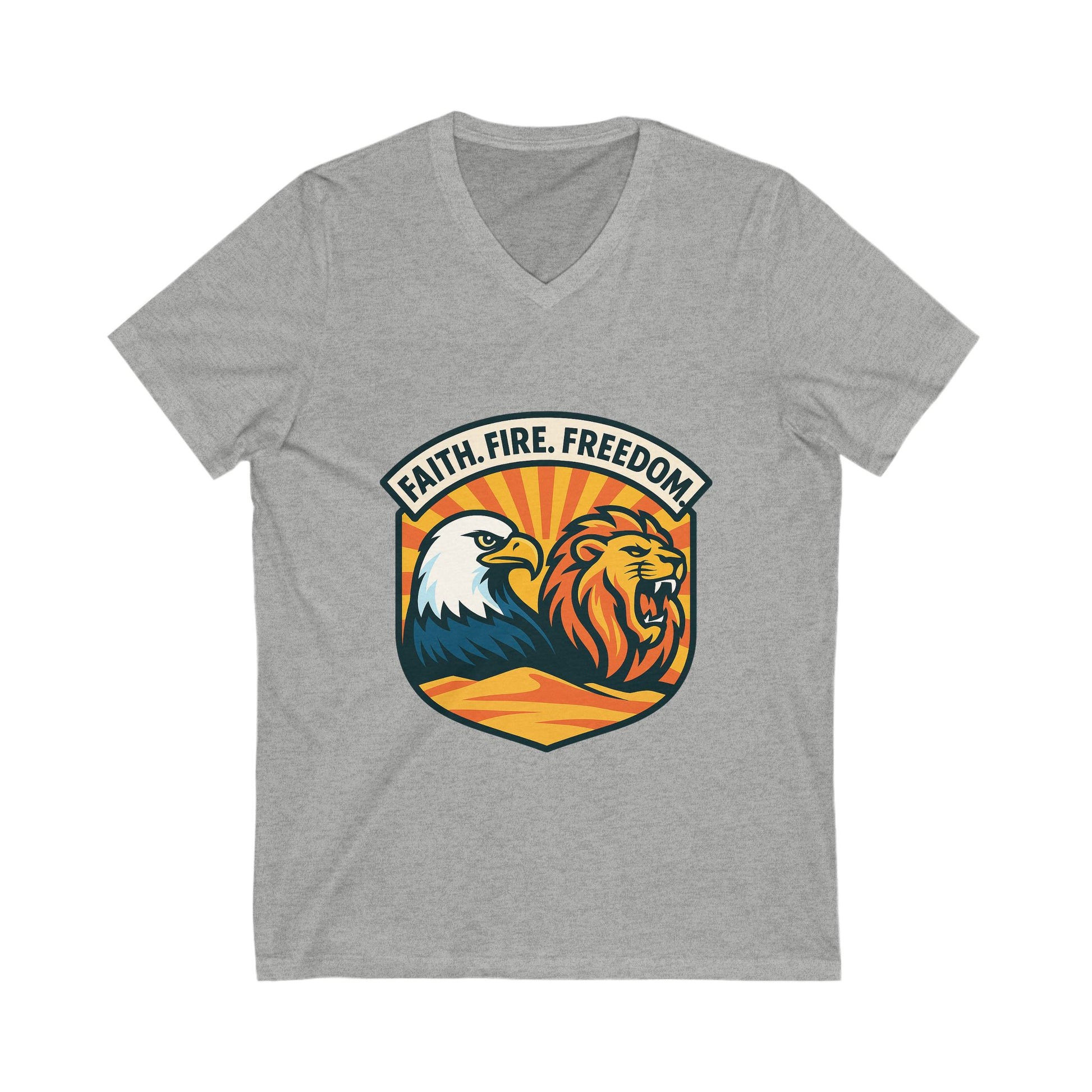 Lions Eagles Rise Unisex Jersey Short Sleeve V - Neck Tee - American Zionist