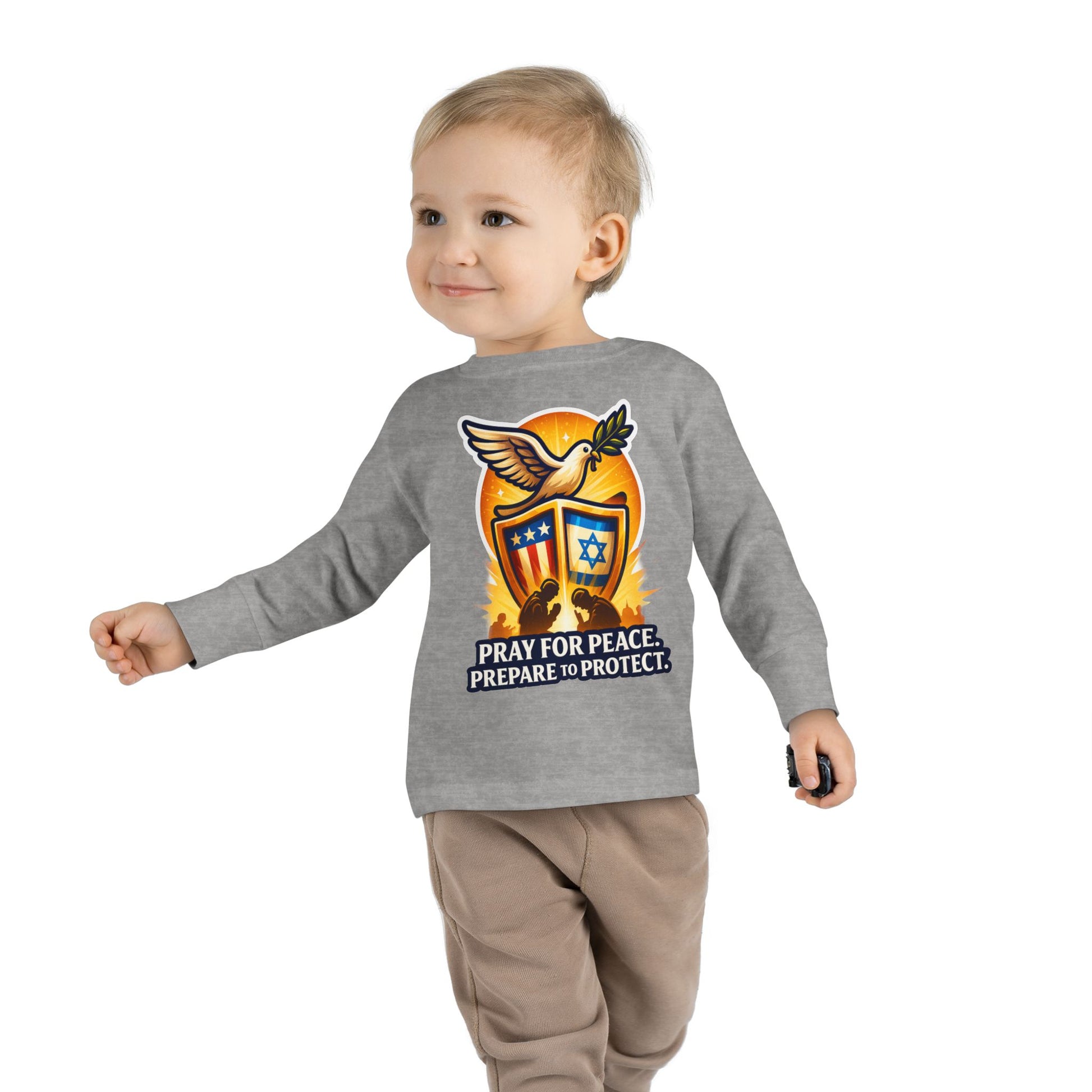 Pray For Peace Toddler Long Sleeve Tee - American Zionist
