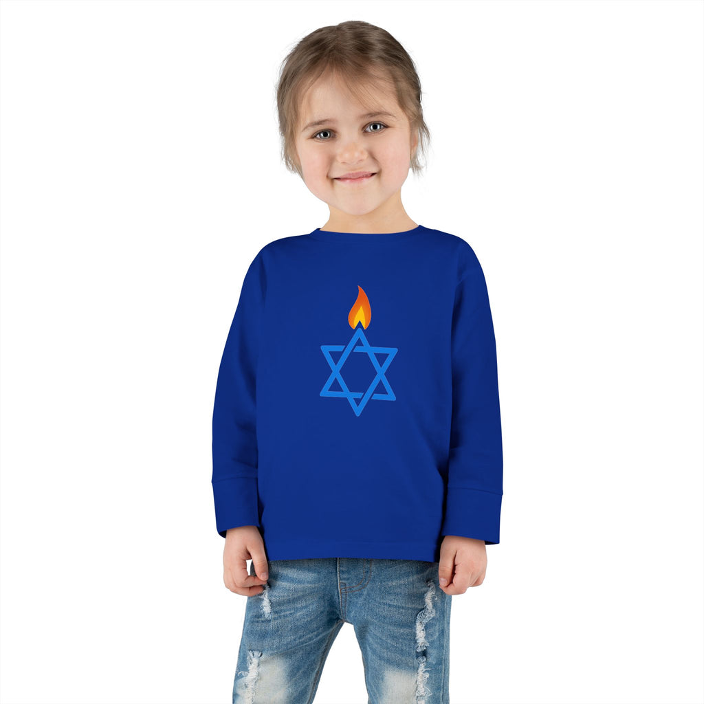Fire Stars Of David Toddler Long Sleeve Tee - American Zionist