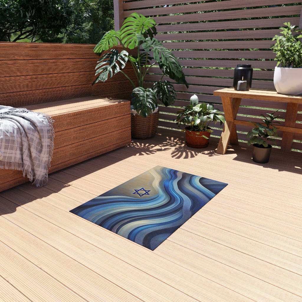 Ocean Flow Star Outdoor Rug - American Zionist