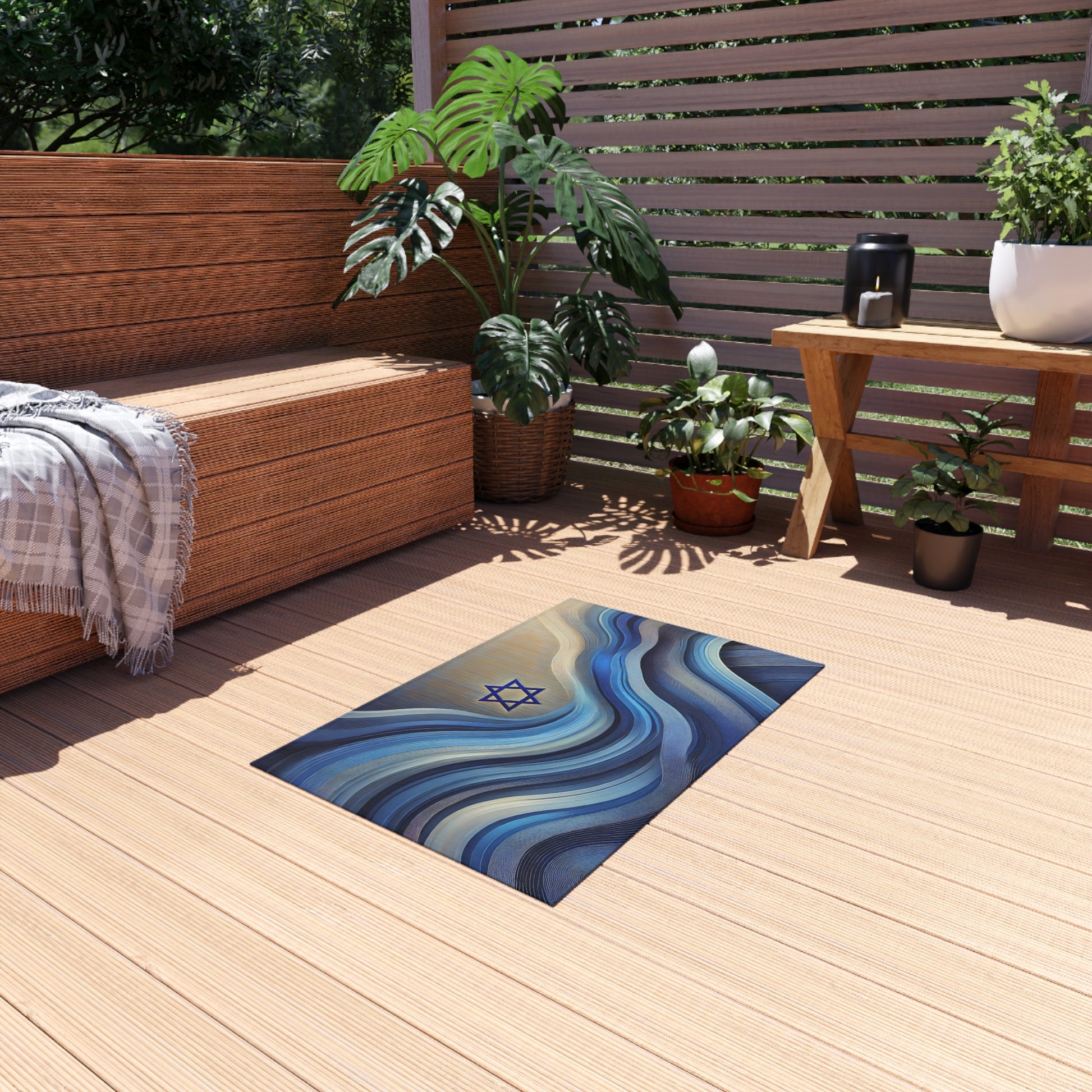 Ocean Flow Star Outdoor Rug - American Zionist
