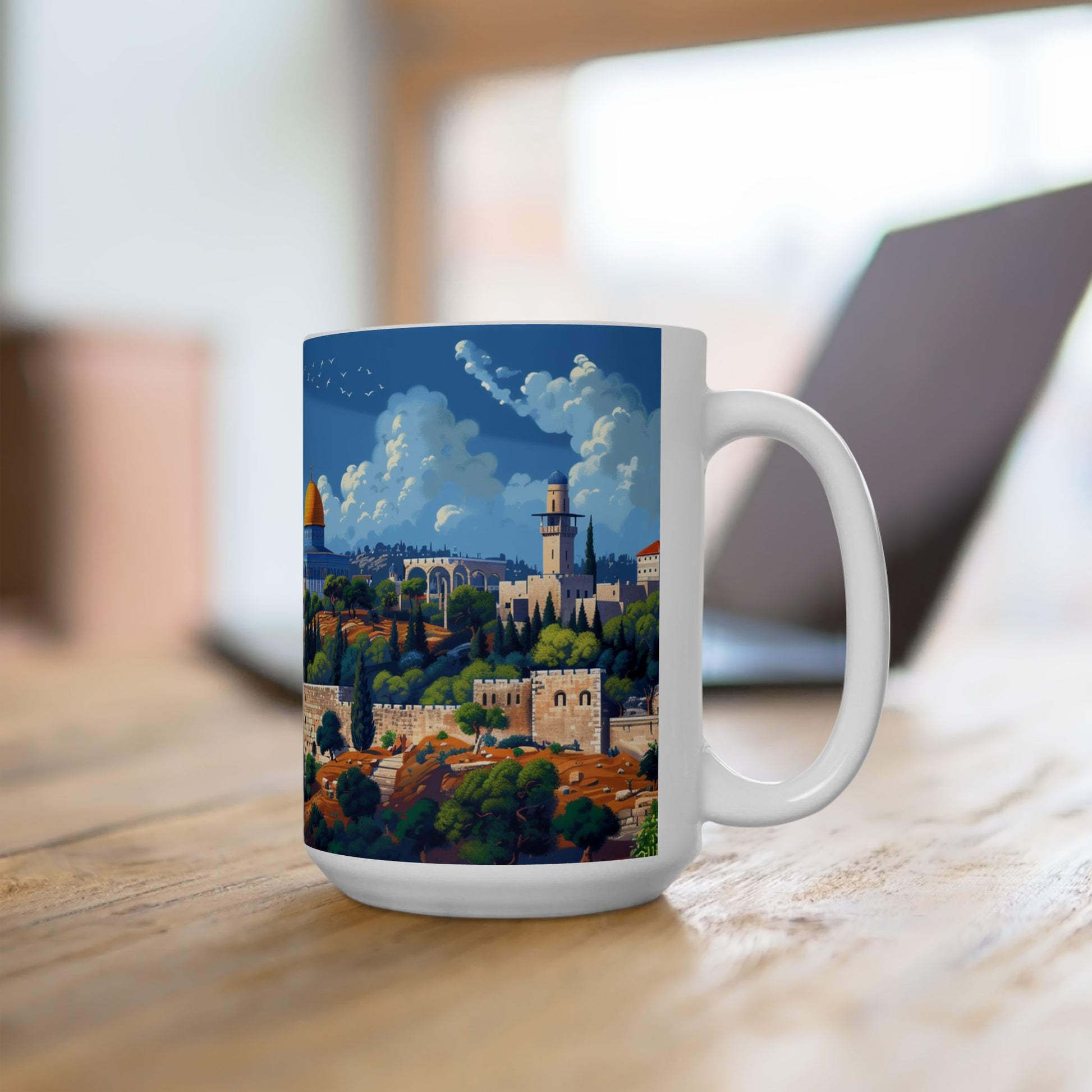 Jerusalem City Skyline Ceramic Mug 11oz, 15oz - American Zionist