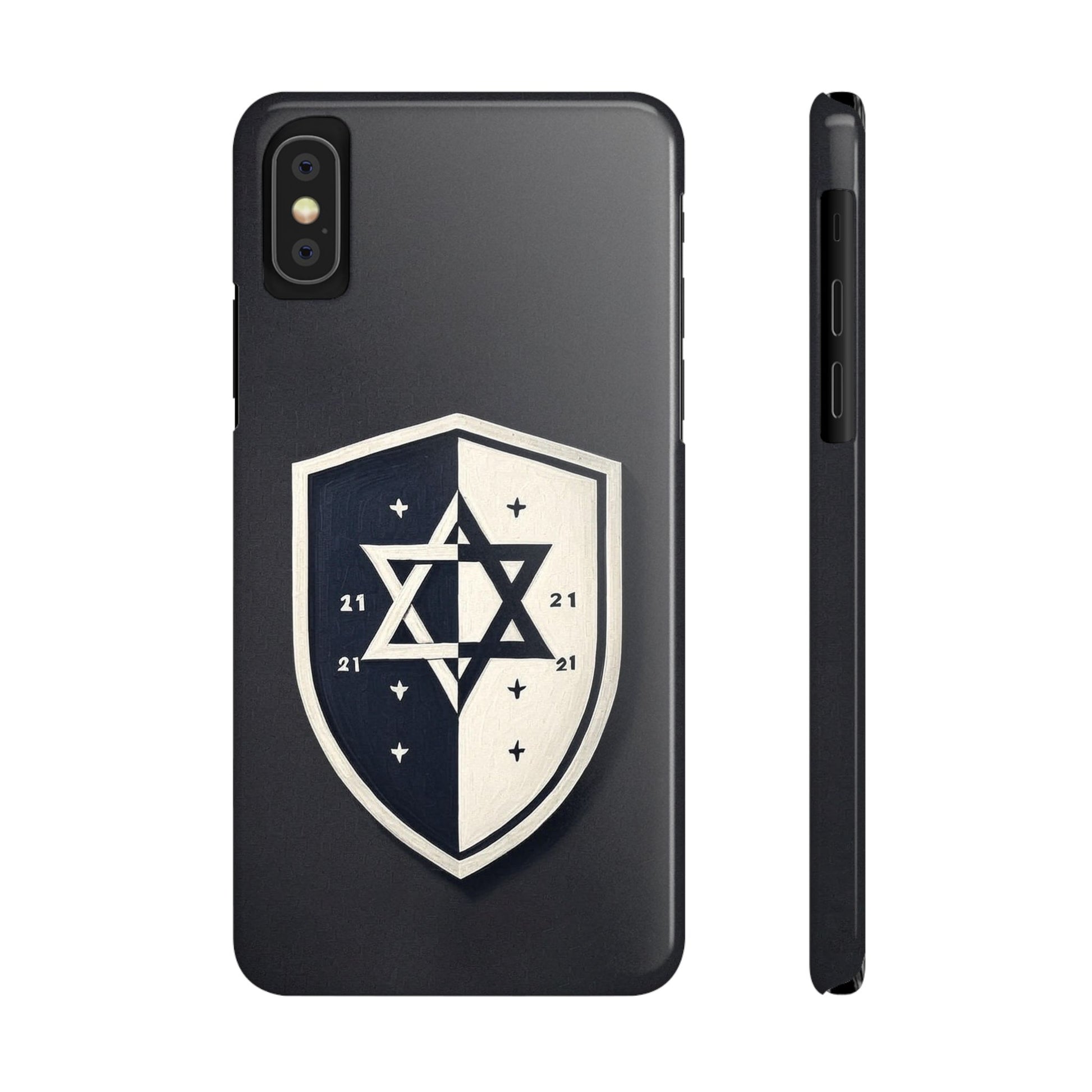 Black and White Shield Slim Phone Cases - American Zionist