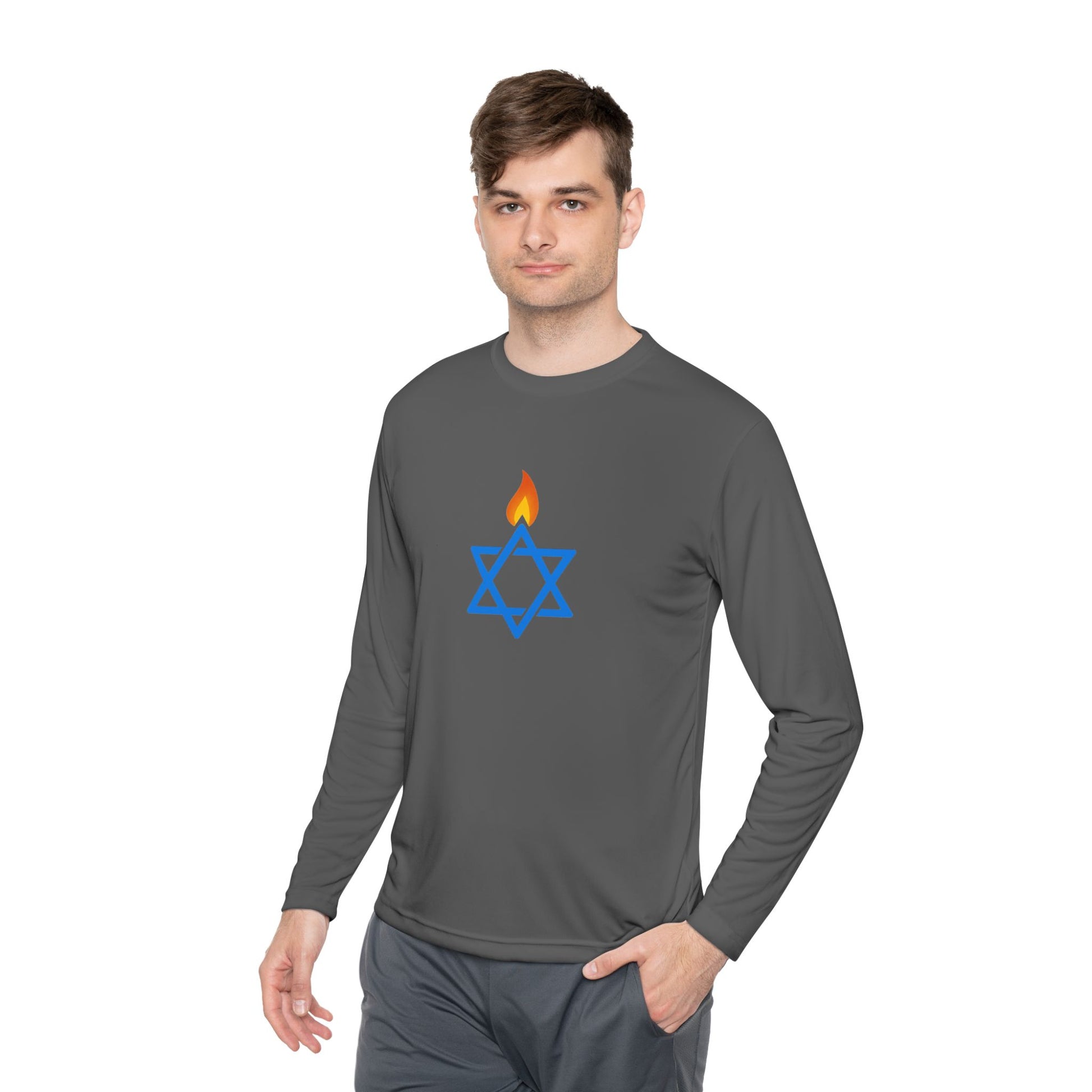 Fire Stars Of David Unisex Lightweight Long Sleeve Tee - American Zionist