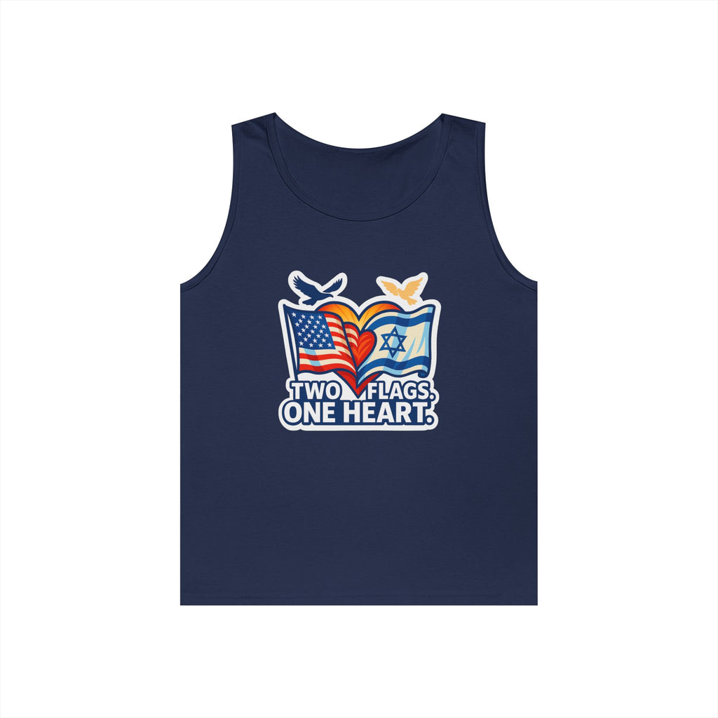 Two Flags. One Heart Unisex Heavy Cotton Tank Top - American Zionist