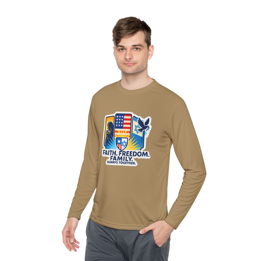 Faith Freedom Family Unisex Lightweight Long Sleeve Tee - American Zionist