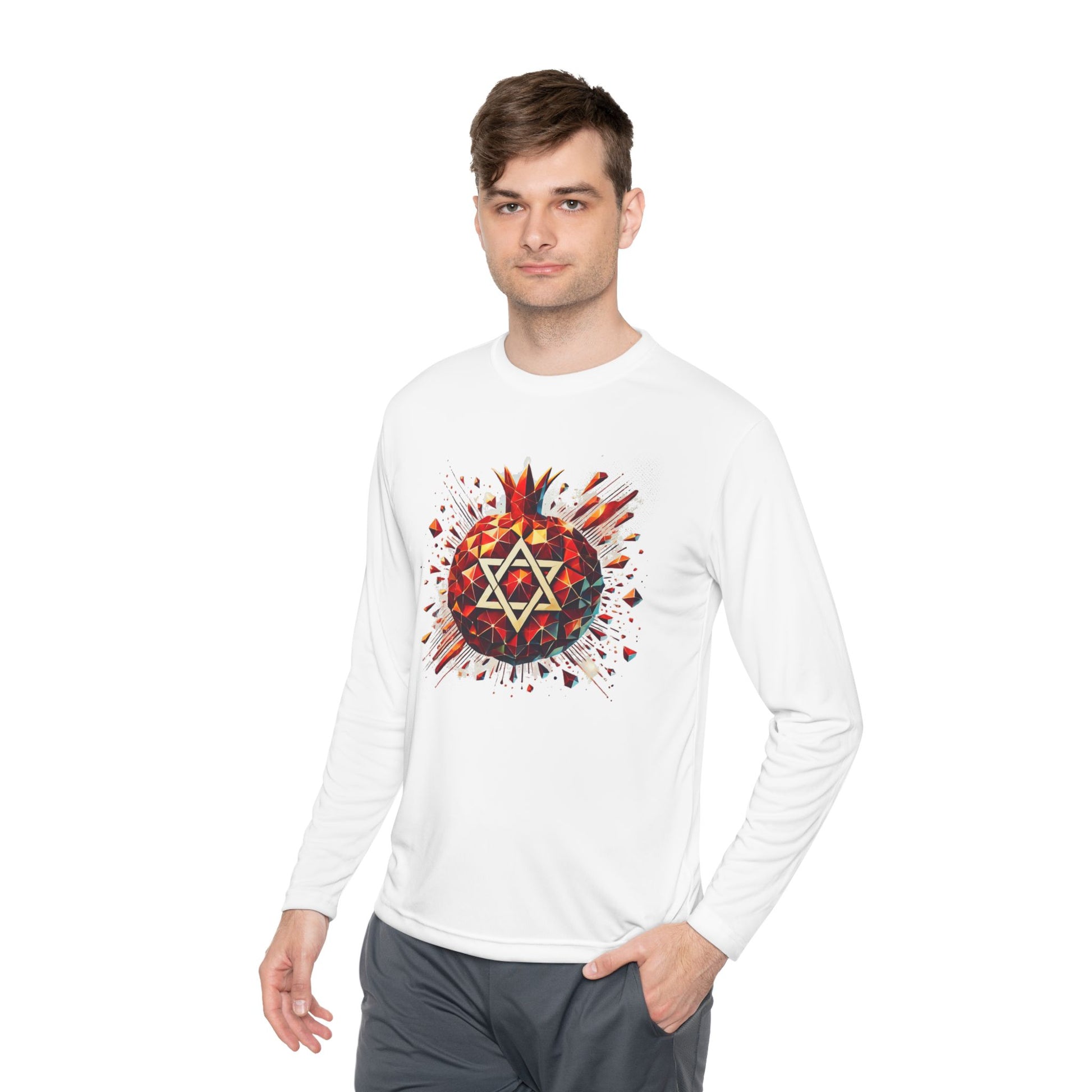Pomegranate Star of David Unisex Lightweight Long Sleeve Tee - American Zionist