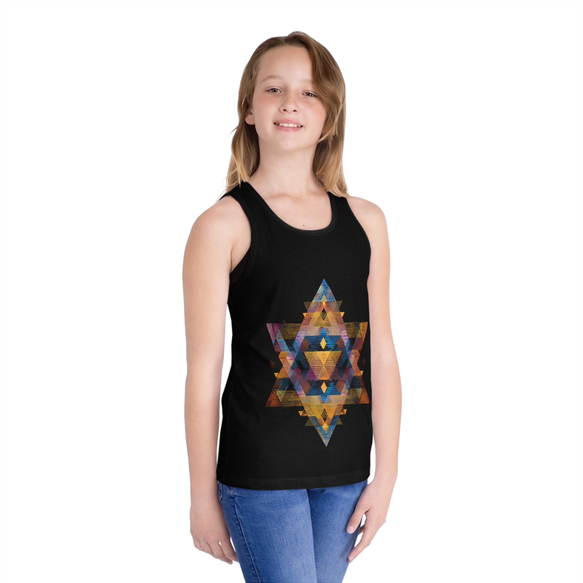 Star of David Geometric Kid's Jersey Tank Top - American Zionist