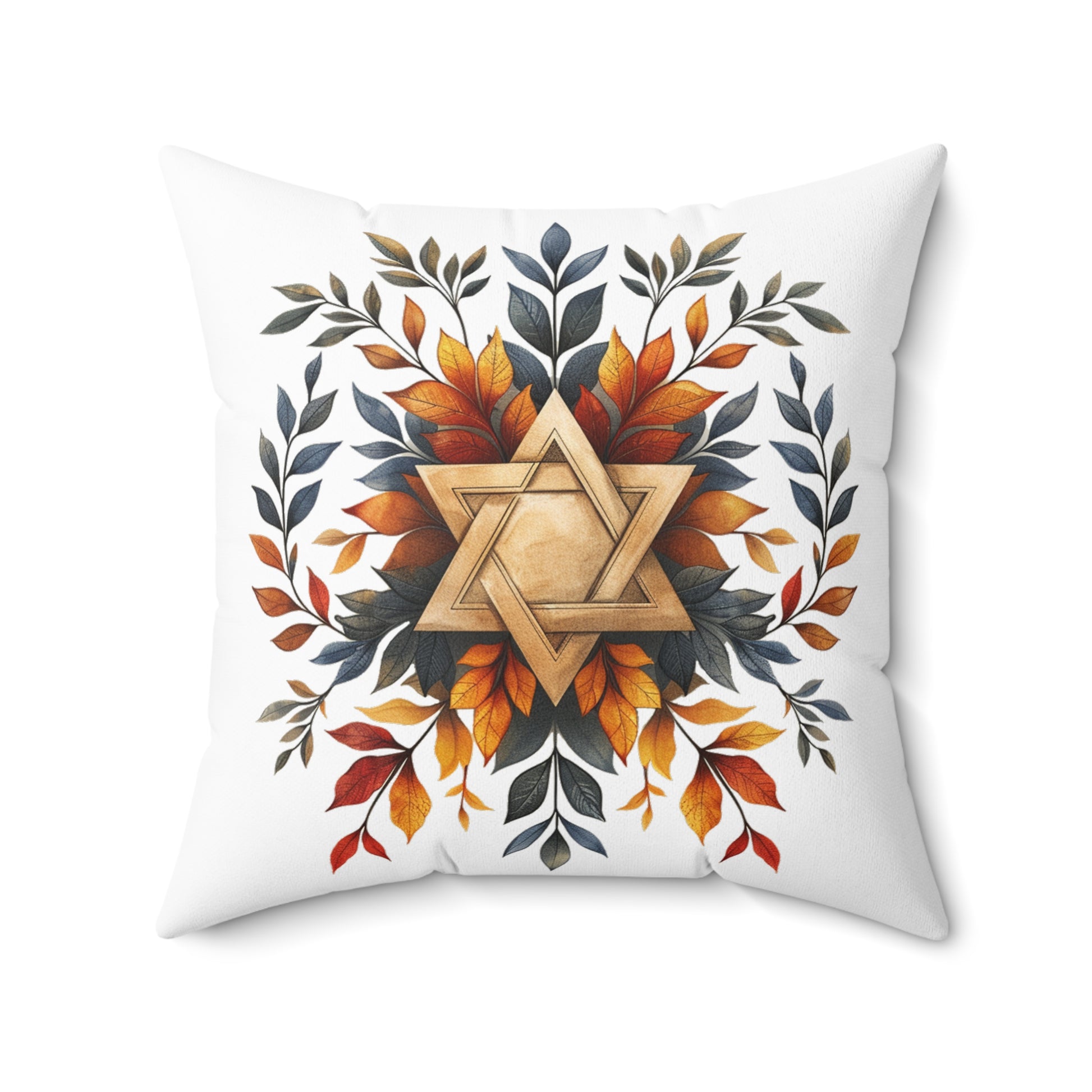 Star Of David Wreath Spun Polyester Square Pillow - American Zionist