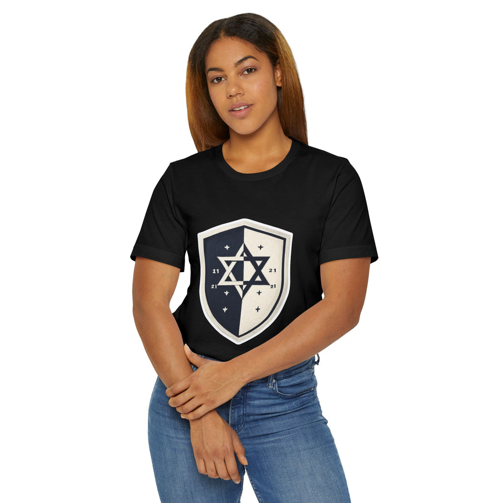 Black and White Shield Unisex Jersey T-Shirt - American Zionist