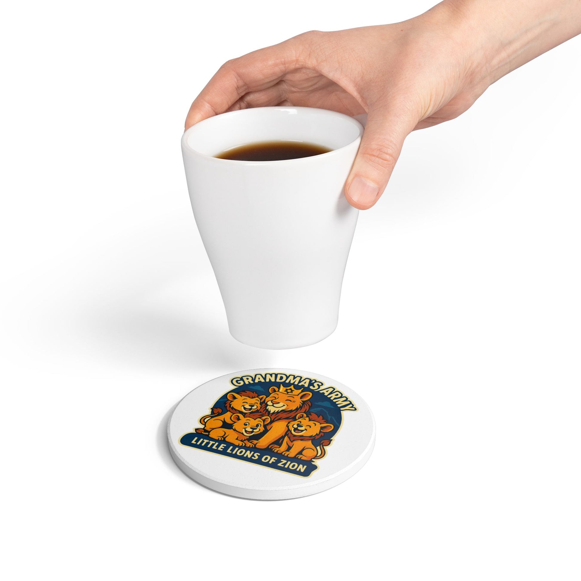 Grandma's Little Lions Ceramic Coaster - American Zionist