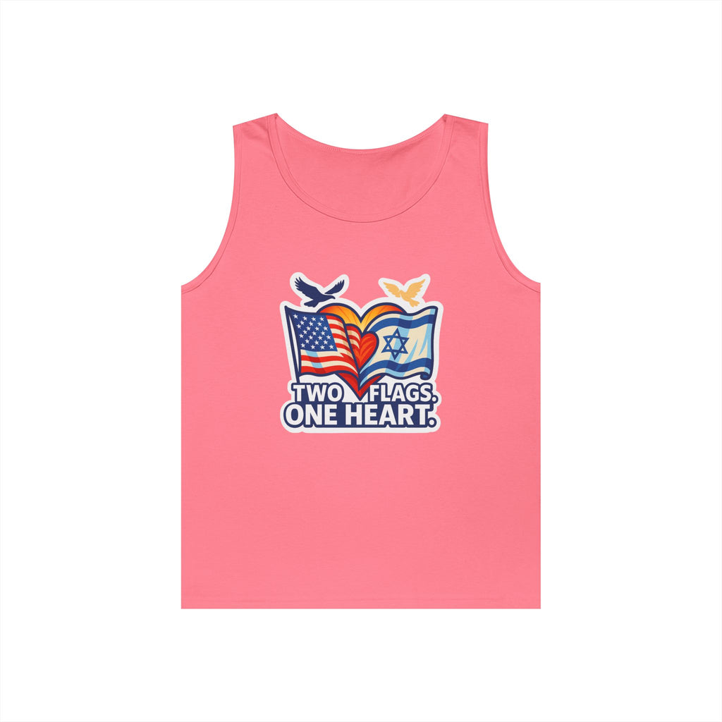 Two Flags. One Heart Unisex Heavy Cotton Tank Top - American Zionist