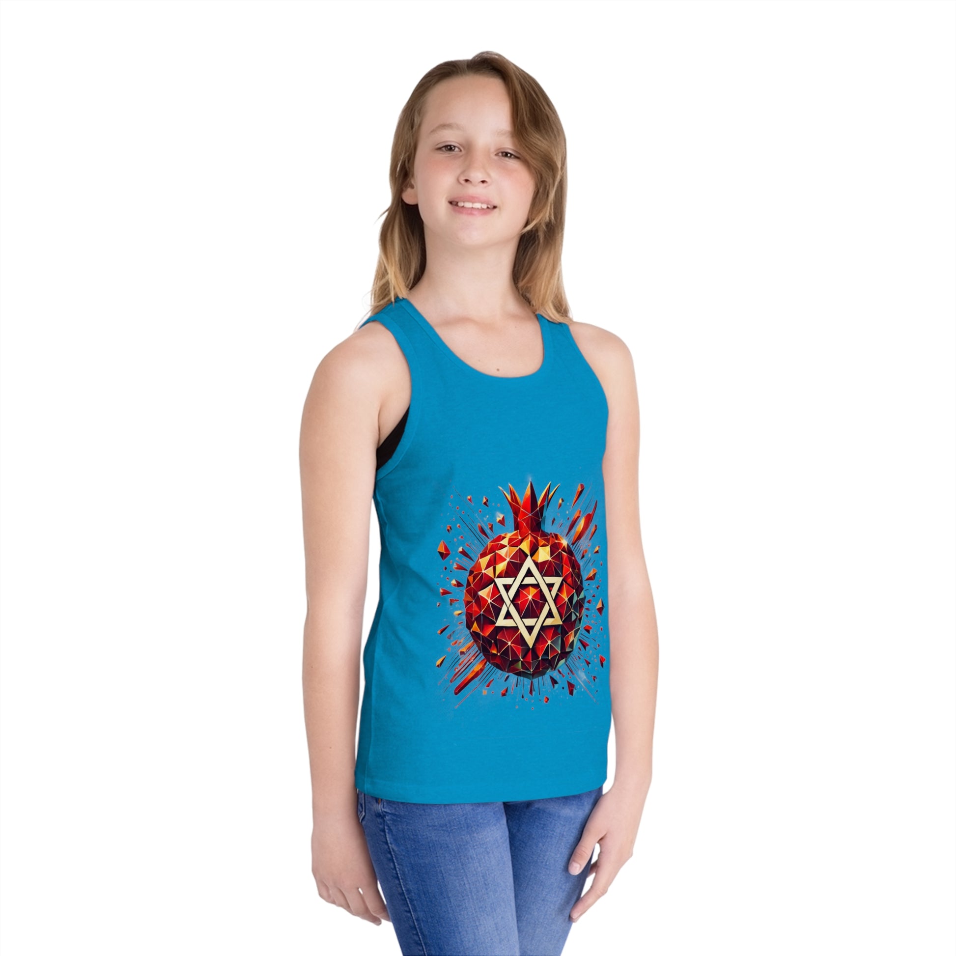 Pomegranate Star of David Kid's Jersey Tank Top - American Zionist