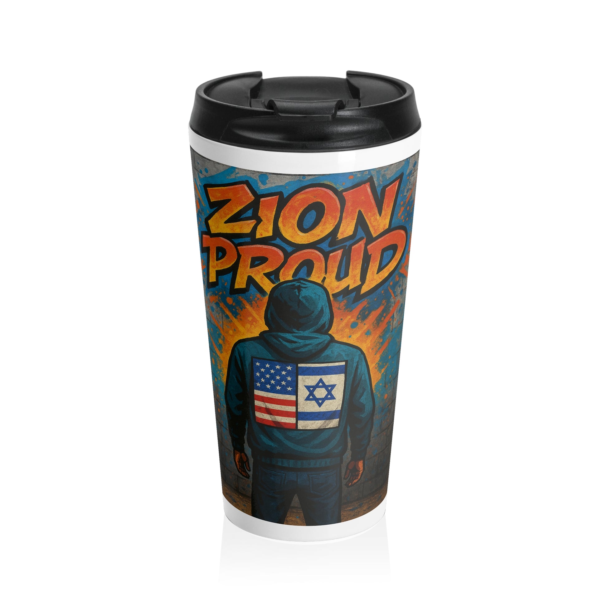 Zion Proud Stainless Steel Travel Mug - American Zionist